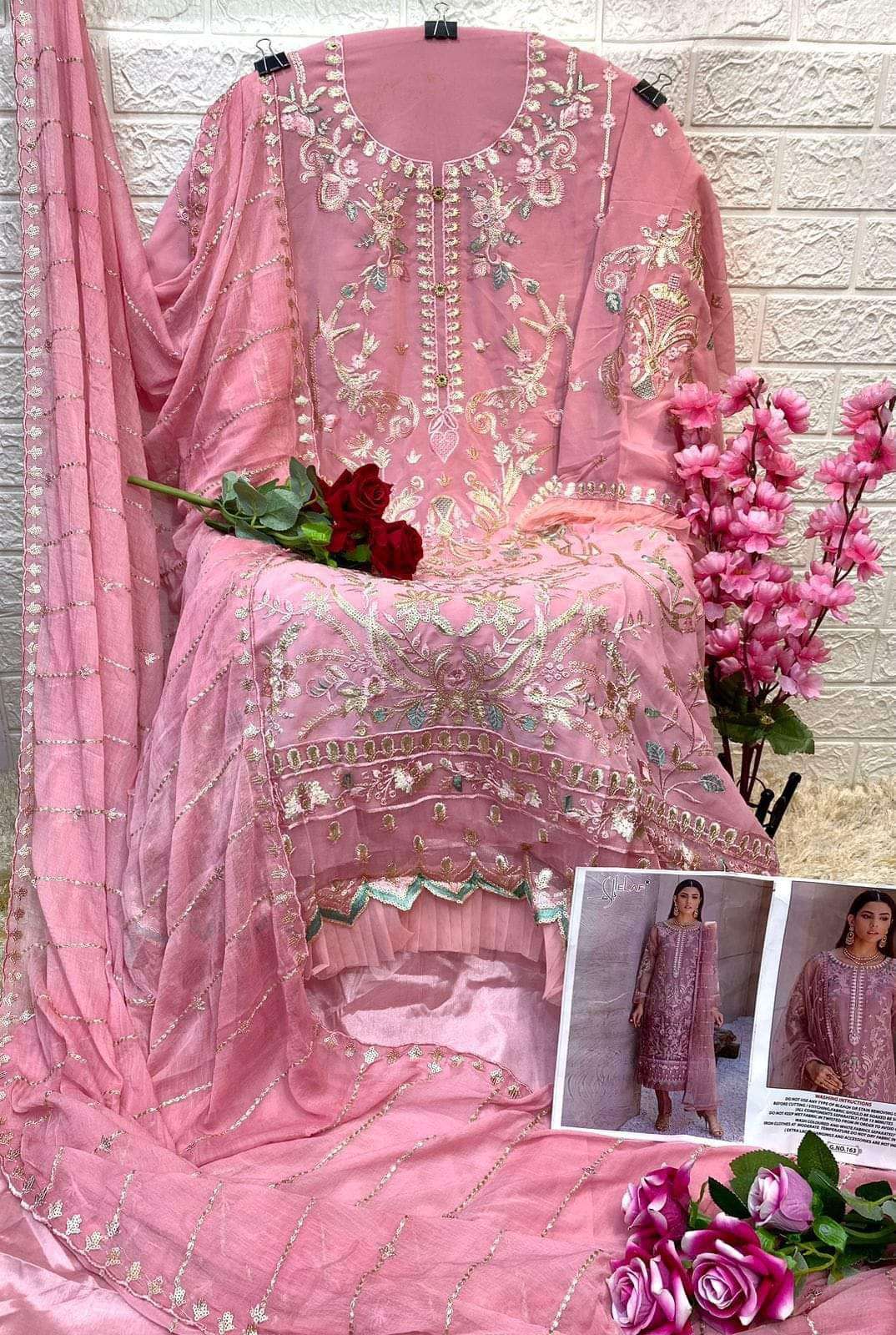 Elaf Hit Design 163 By Elaf Beautiful Pakistani Suits Colorful Stylish Fancy Casual Wear Faux Georgette Embroidered Dresses At Wholesale Price