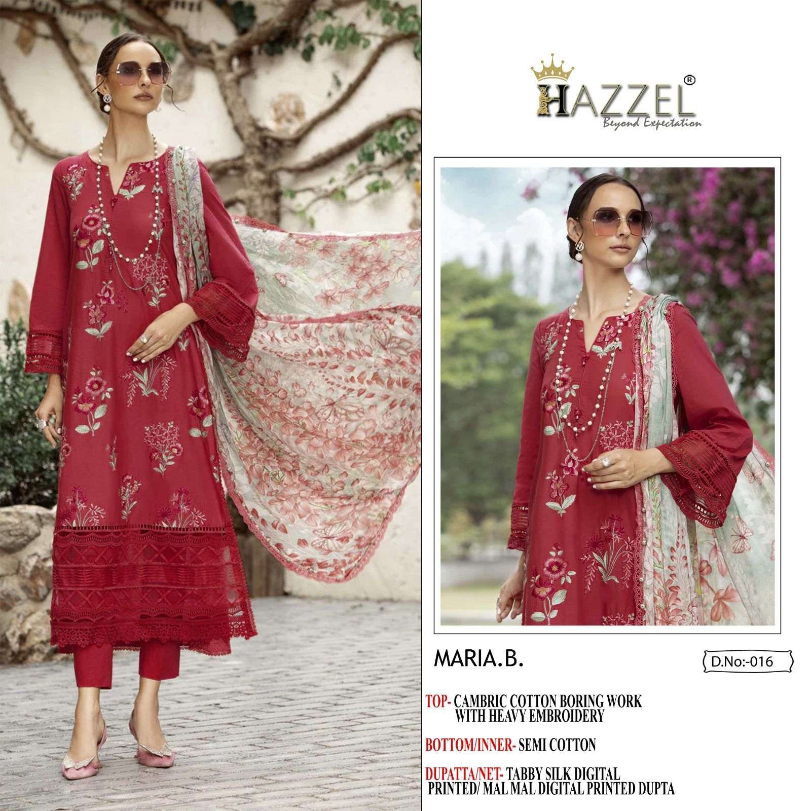 Maria.B. By Hazzel Beautiful Pakistani Suits Colorful Stylish Fancy Casual Wear Pure Cotton Embroidered Dresses At Wholesale Price
