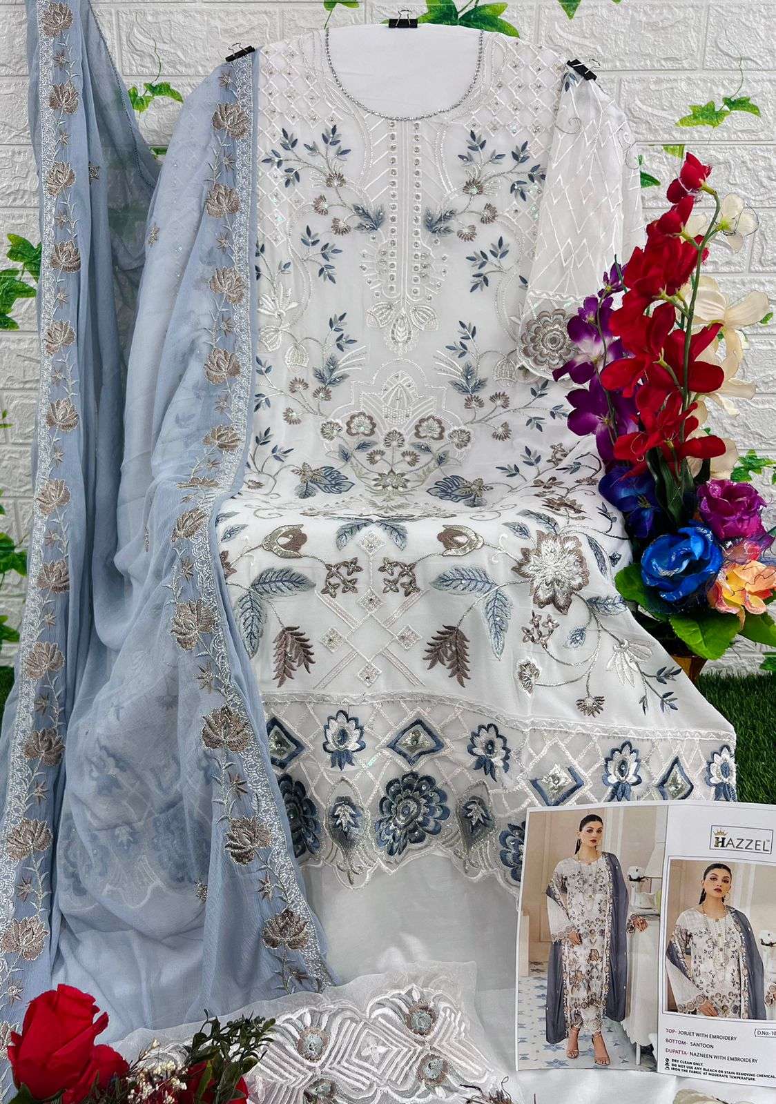 Hazzel Hit Design 106-A By Hazzel Beautiful Pakistani Suits Colorful Stylish Fancy Casual Wear & Ethnic Wear Faux Georgette Embroidered Dresses At Wholesale Price