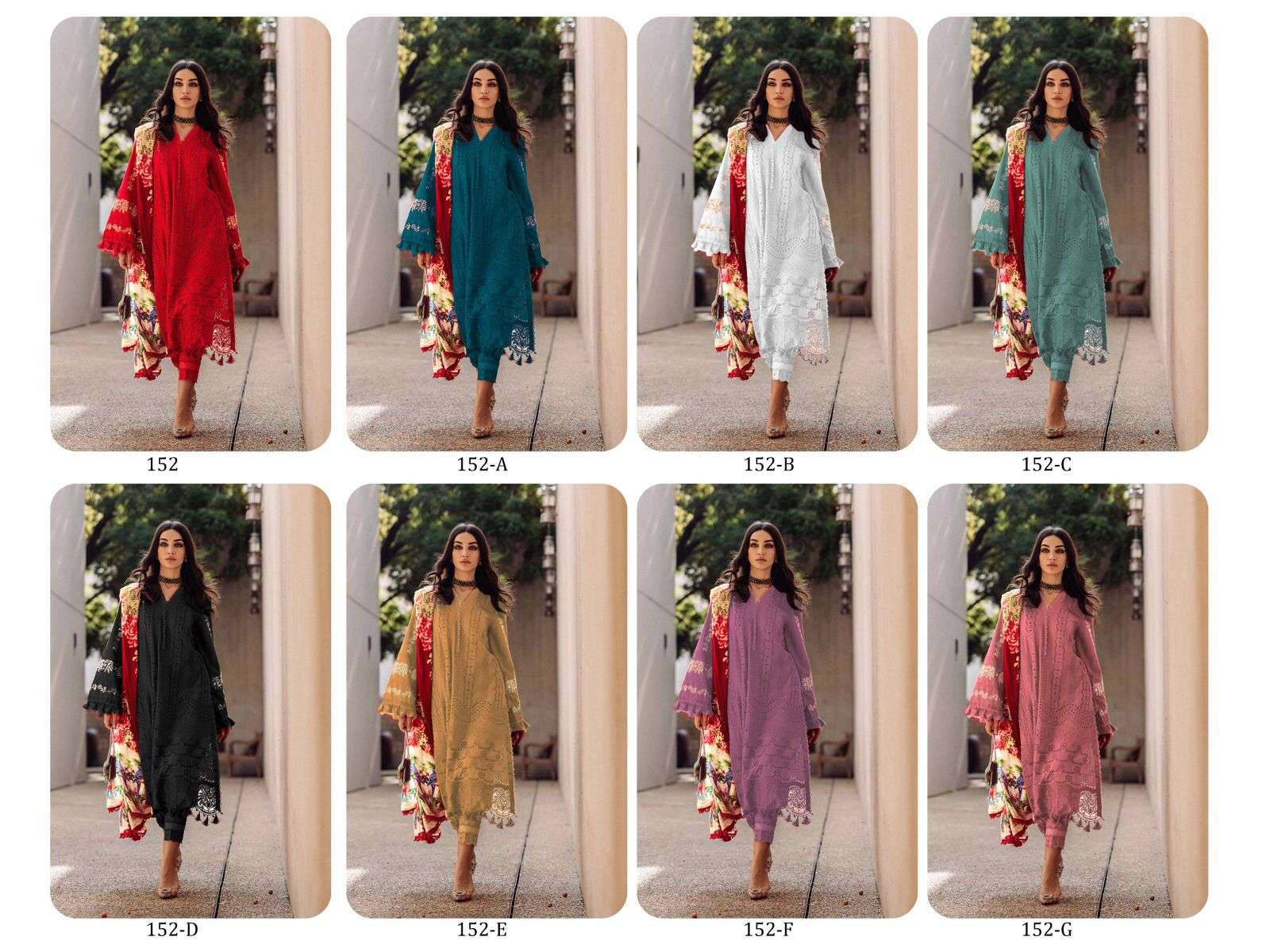 Kf-152 Colours By Fashid Wholesale 152 To 152-G Series Beautiful Stylish Pakisatni Suits Fancy Colorful Casual Wear & Ethnic Wear & Ready To Wear Cotton Embroidery Dresses At Wholesale Price