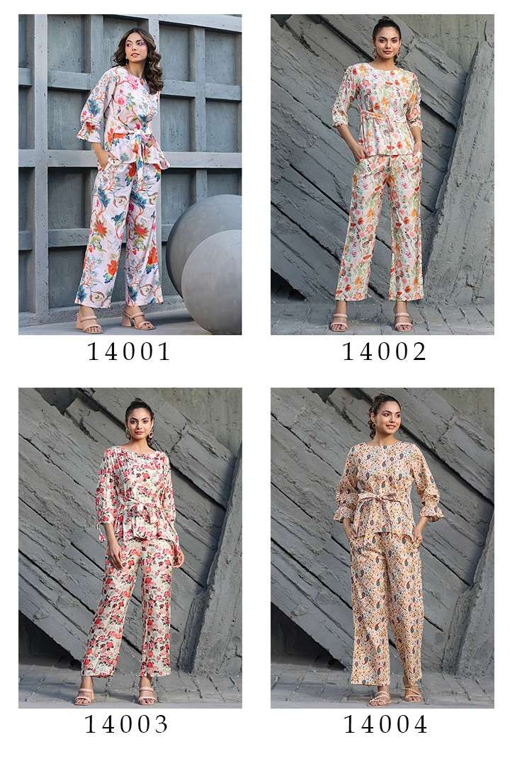 Stylishta Vol-14 By Kaamiri 14001 To 14004 Series Designer Stylish Fancy Colorful Beautiful Party Wear & Ethnic Wear Collection Muslin Print Co-Ord At Wholesale Price