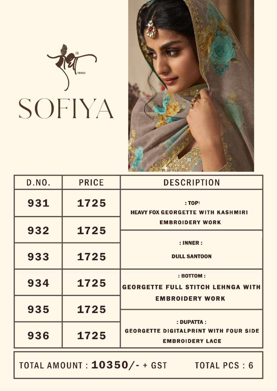 Sofiya By Radha Trendz 931 To 936 Series Beautiful Festive Suits Colorful Stylish Fancy Casual Wear & Ethnic Wear Faux Georgette Dresses At Wholesale Price