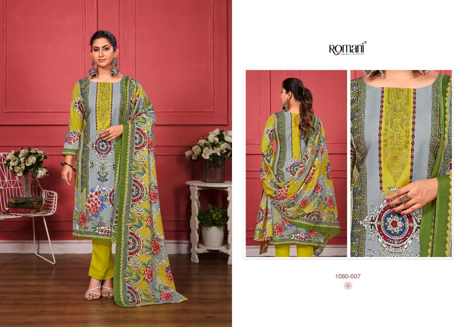 Zareena By Romani 1080-001 To 1080-010 Series Beautiful Festive Suits Colorful Stylish Fancy Casual Wear & Ethnic Wear Pure Cotton Dresses At Wholesale Price