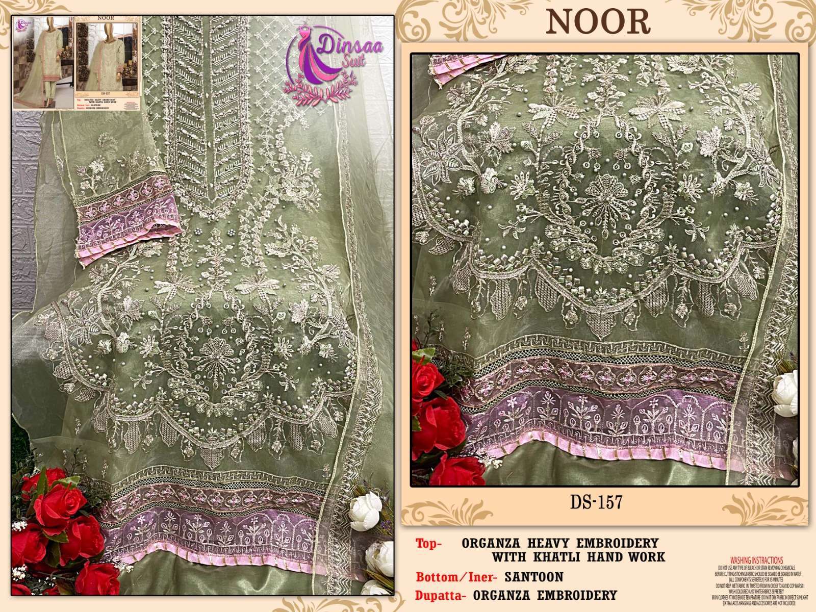 Dinsaa Hit Design 157 Colours By Dinssa Suits 157-A To 157-D Series Pakistani Suits Beautiful Fancy Colorful Stylish Party Wear & Occasional Wear Organza With Embroidery Dresses At Wholesale Price