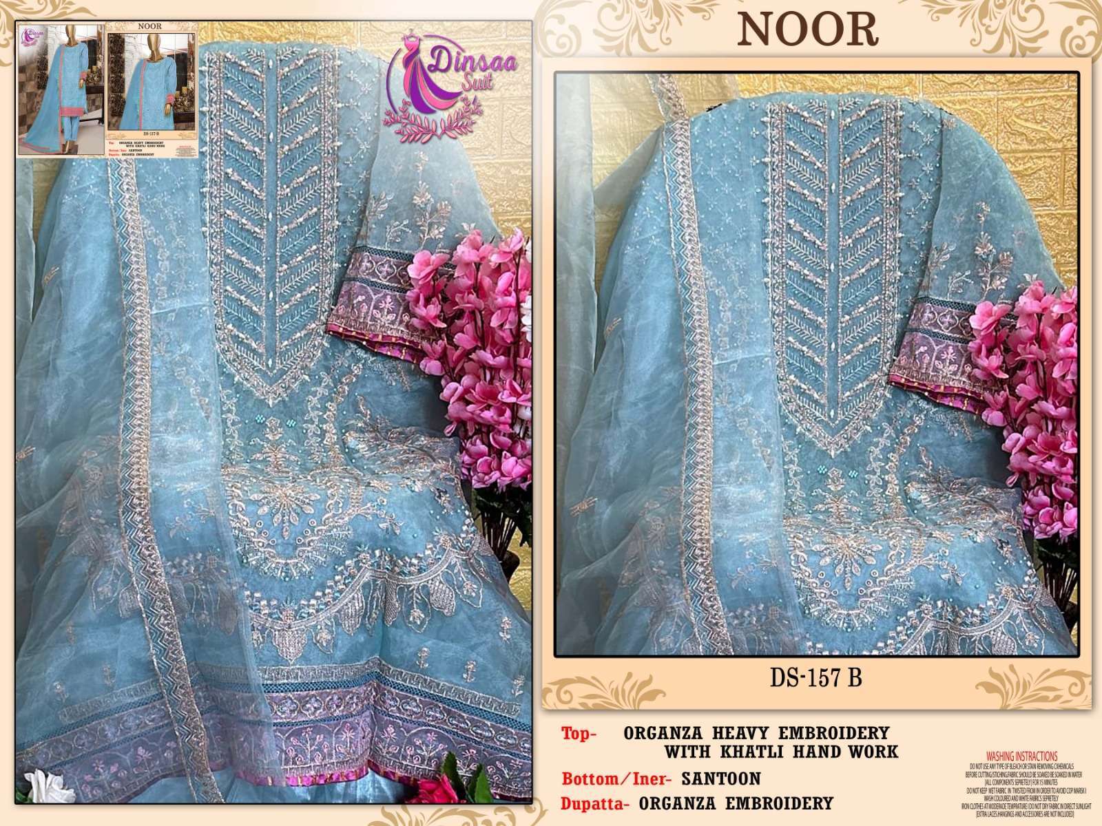 Dinsaa Hit Design 157 Colours By Dinssa Suits 157-A To 157-D Series Pakistani Suits Beautiful Fancy Colorful Stylish Party Wear & Occasional Wear Organza With Embroidery Dresses At Wholesale Price