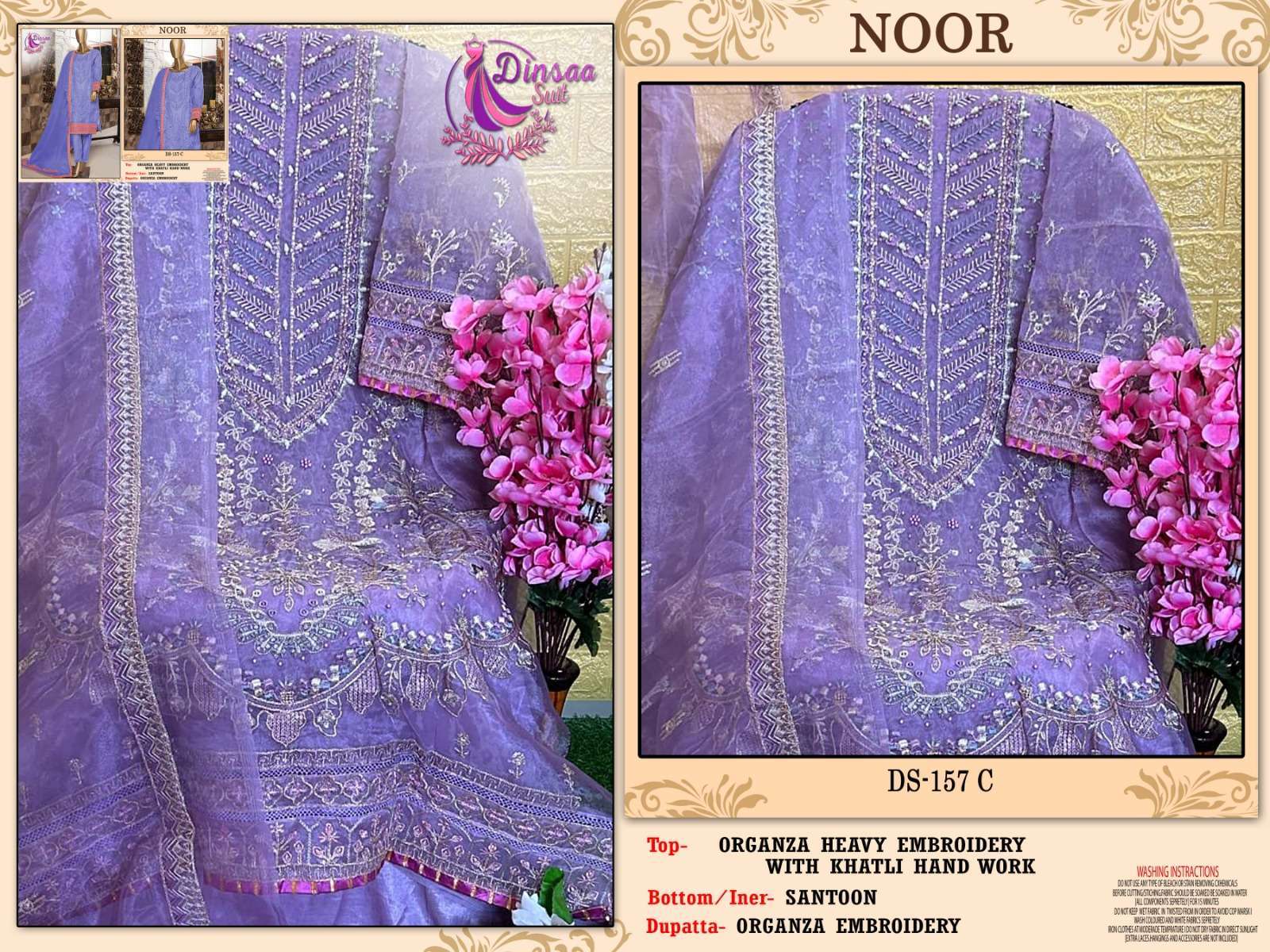 Dinsaa Hit Design 157 Colours By Dinssa Suits 157-A To 157-D Series Pakistani Suits Beautiful Fancy Colorful Stylish Party Wear & Occasional Wear Organza With Embroidery Dresses At Wholesale Price