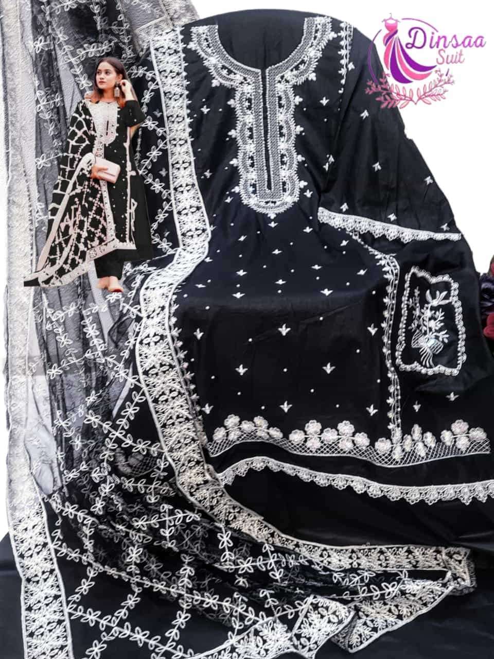 Dinsaa Hit Design 204 By Dinsaa Suits Beautiful Pakistani Suits Colorful Stylish Fancy Casual Wear & Ethnic Wear Heavy Cambric Cotton Embroidered Dresses At Wholesale Price