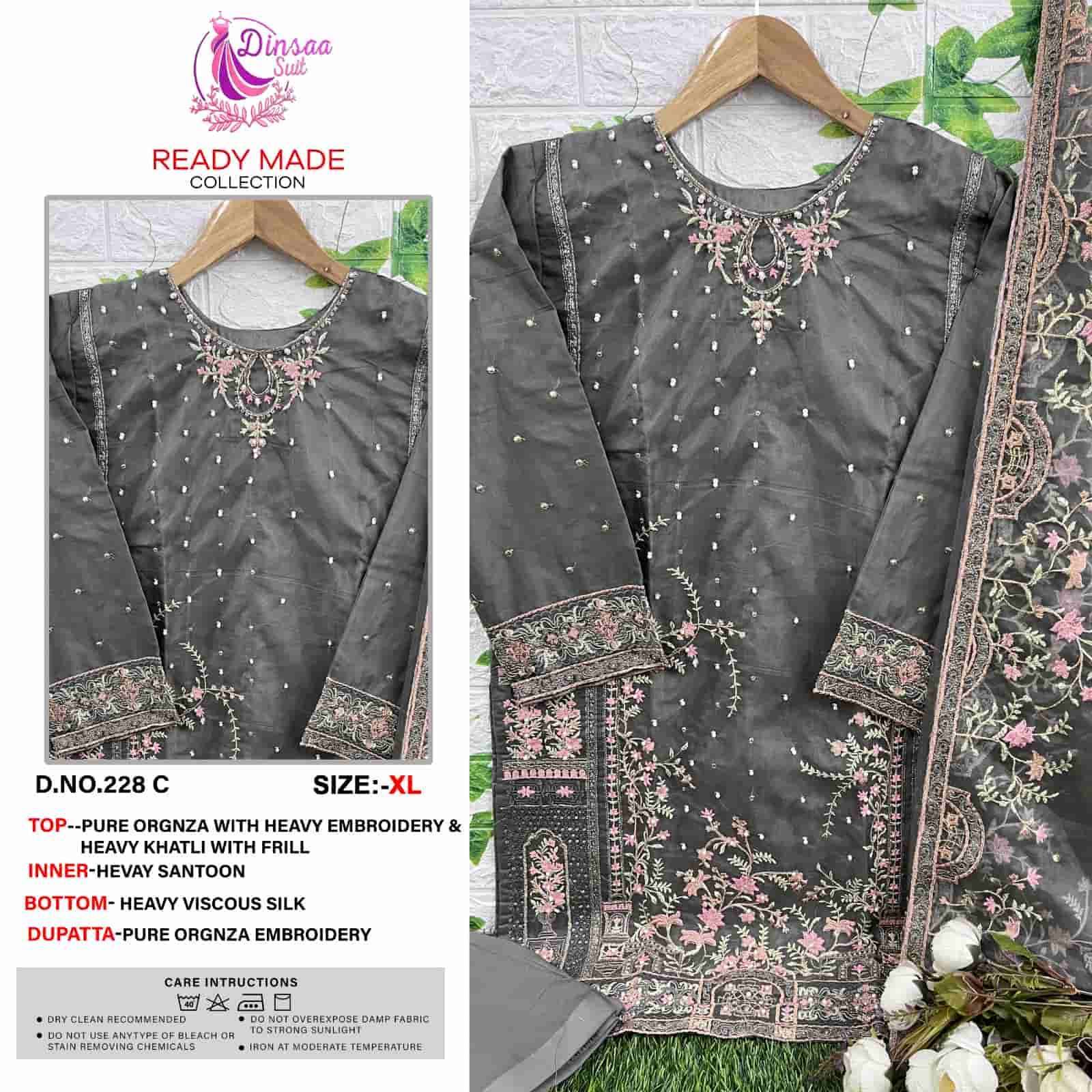 Dinsaa Hit Design 228 Colours By Dinsaa Suits 228-A To 228-D Series Pakistani Suits Collection Beautiful Stylish Fancy Colorful Party Wear & Occasional Wear Pure Organza Embroidered Dresses At Wholesale Price