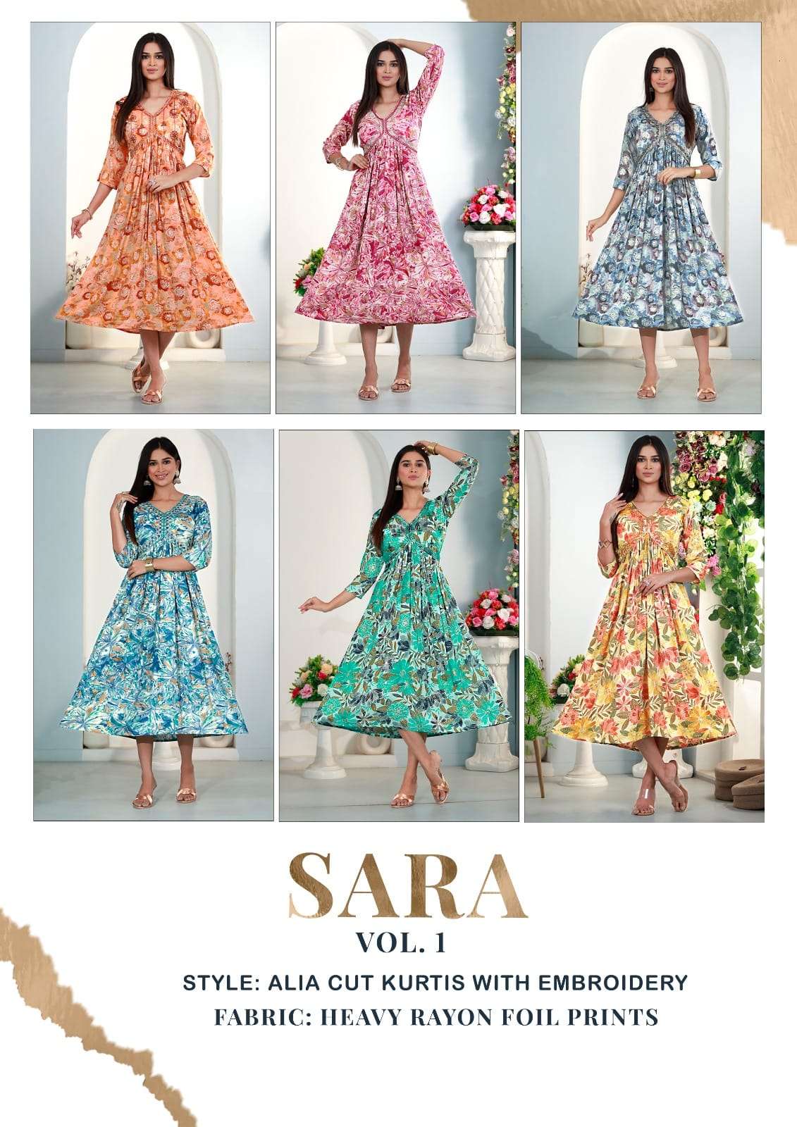 Sara By Hirwa 101 To 106 Series Beautiful Stylish Fancy Colorful Casual Wear & Ethnic Wear Heavy Rayon Foil Print Kurtis At Wholesale Price