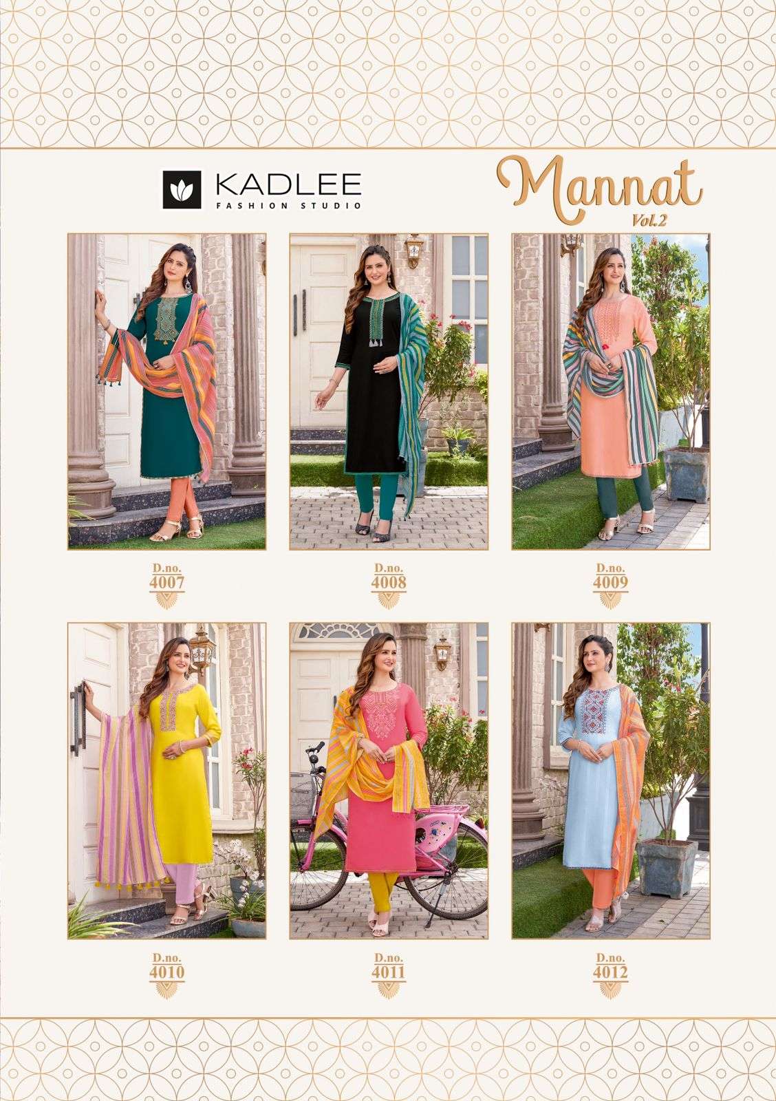 Mannat Vol-2 By Kadlee 4007 To 4012 Series Beautiful Stylish Festive Suits Fancy Colorful Casual Wear & Ethnic Wear & Ready To Wear Pure Rayon Embroidered Dresses At Wholesale Price