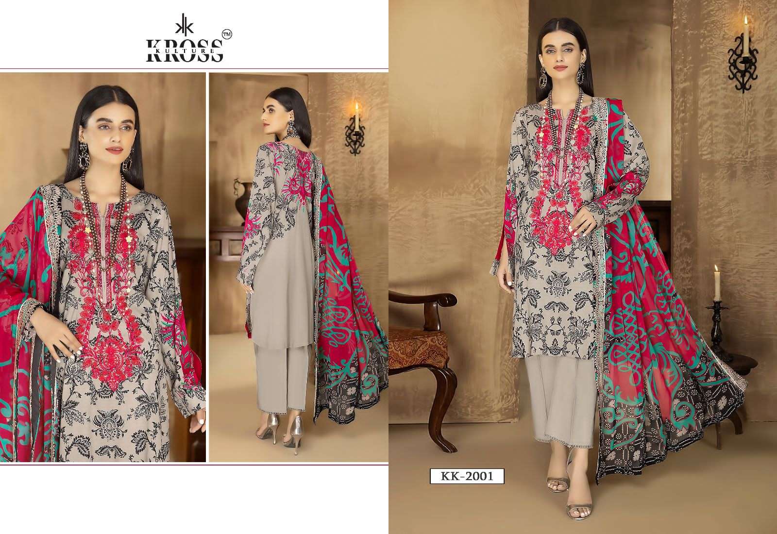 Kross Kulture Hit Design 2001 By Kross Kulture Designer Pakistani Suits Beautiful Fancy Colorful Stylish Party Wear & Occasional Wear Pure Cotton Embroidered Dresses At Wholesale Price