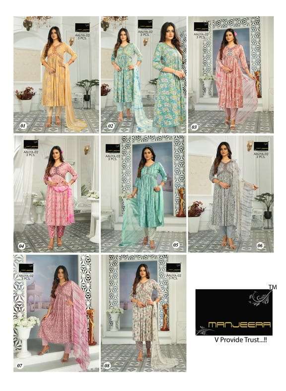 Aaliya Vol-2 By Manjeera 01 To 08 Series Designer Festive Suits Collection Beautiful Stylish Fancy Colorful Party Wear & Occasional Wear Capsule Print Dresses At Wholesale Price