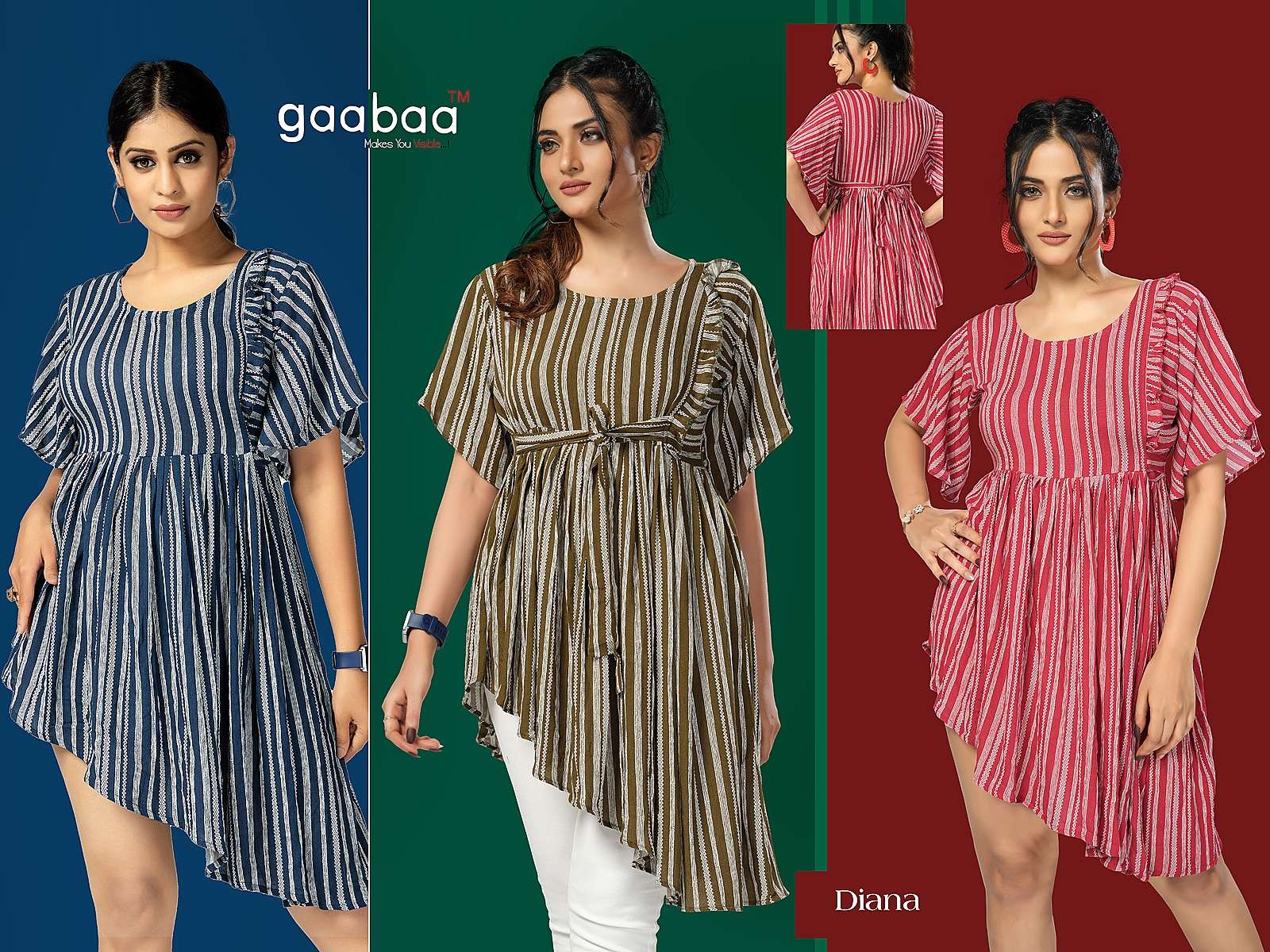Diana By Gaabaa 01 To 03 Series Beautiful Stylish Fancy Colorful Casual Wear & Ethnic Wear Heavy Rayon Tops At Wholesale Price