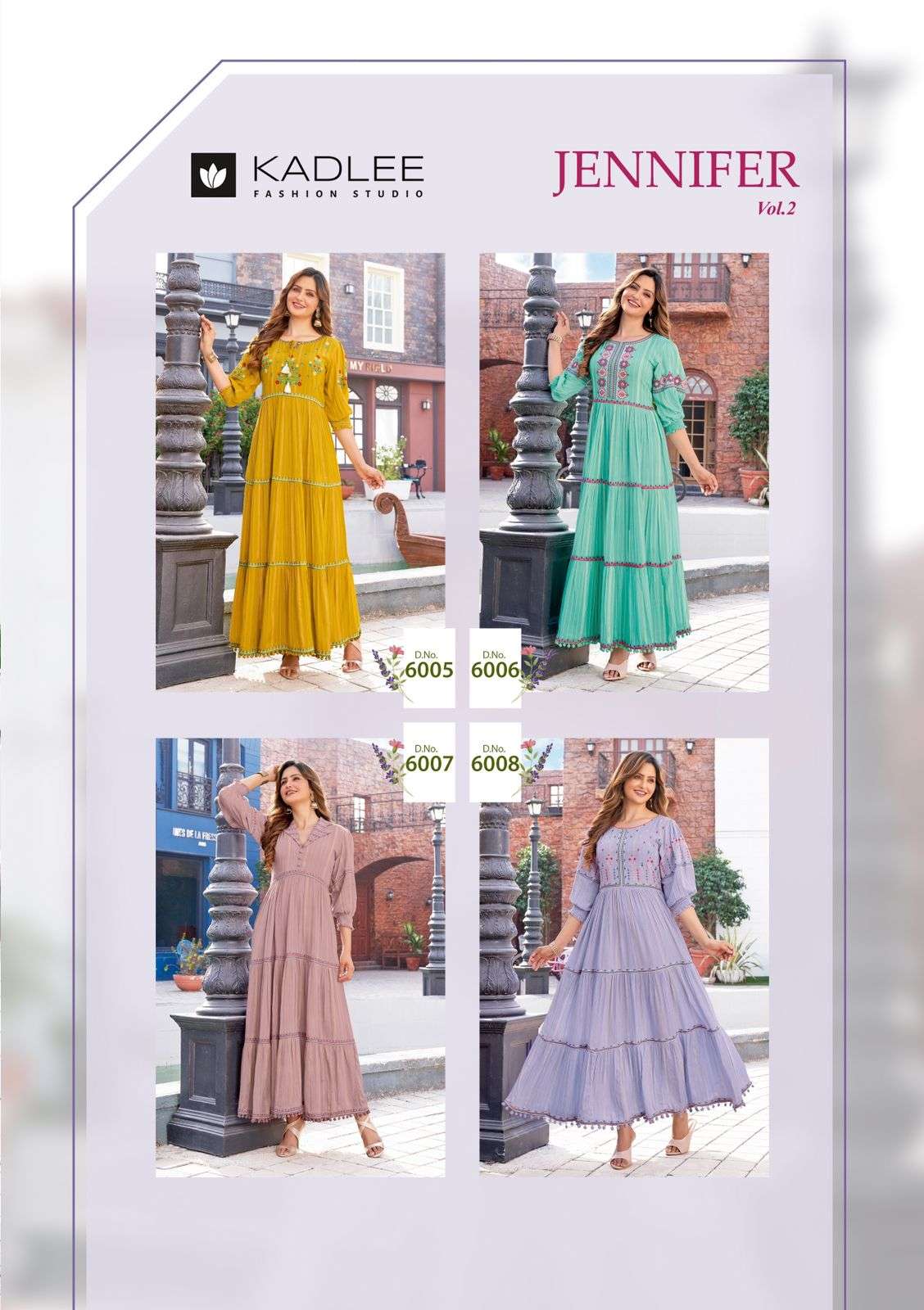 Jennifer Vol-2 By Kadlee 6005 To 6008 Series Designer Stylish Fancy Colorful Beautiful Party Wear & Ethnic Wear Collection Viscose Rayon Gowns At Wholesale Price