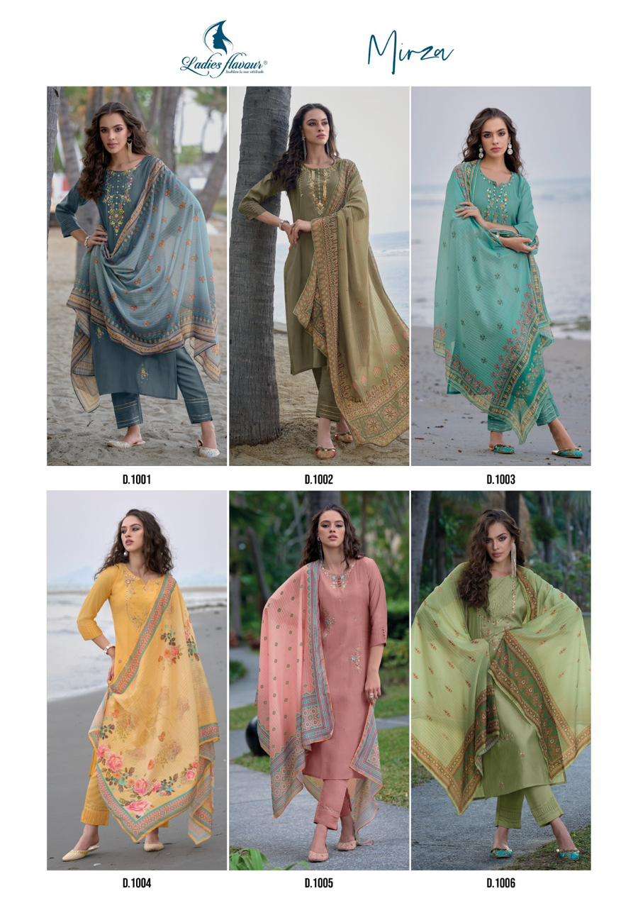 Mirza By Ladies Flavour 1001 To 1006 Series Festive Suits Beautiful Fancy Colorful Stylish Party Wear & Occasional Wear Modal Chanderi Dresses At Wholesale Price
