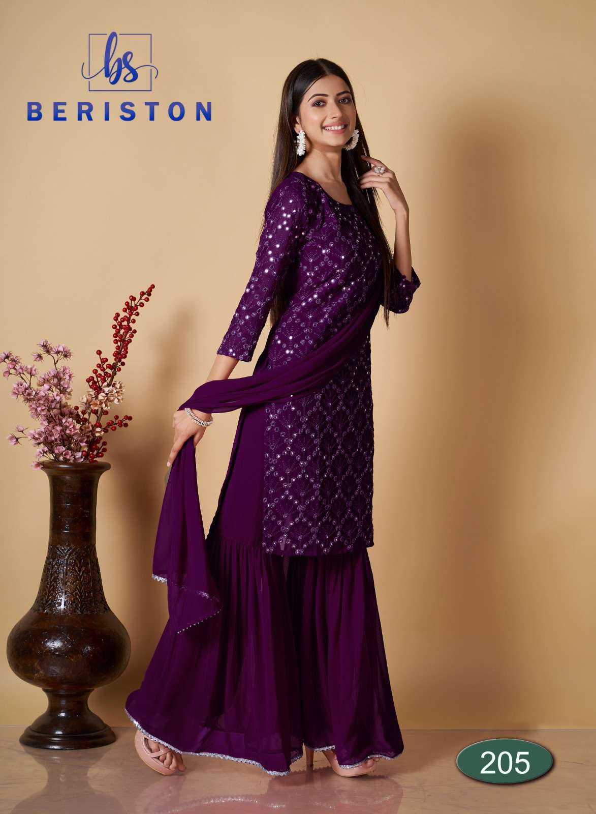 Bs Vol-2 By Beriston 201 To 206 Series Designer Sharara Suits Collection Beautiful Stylish Fancy Colorful Party Wear & Occasional Wear Georgette Print Dresses At Wholesale Price