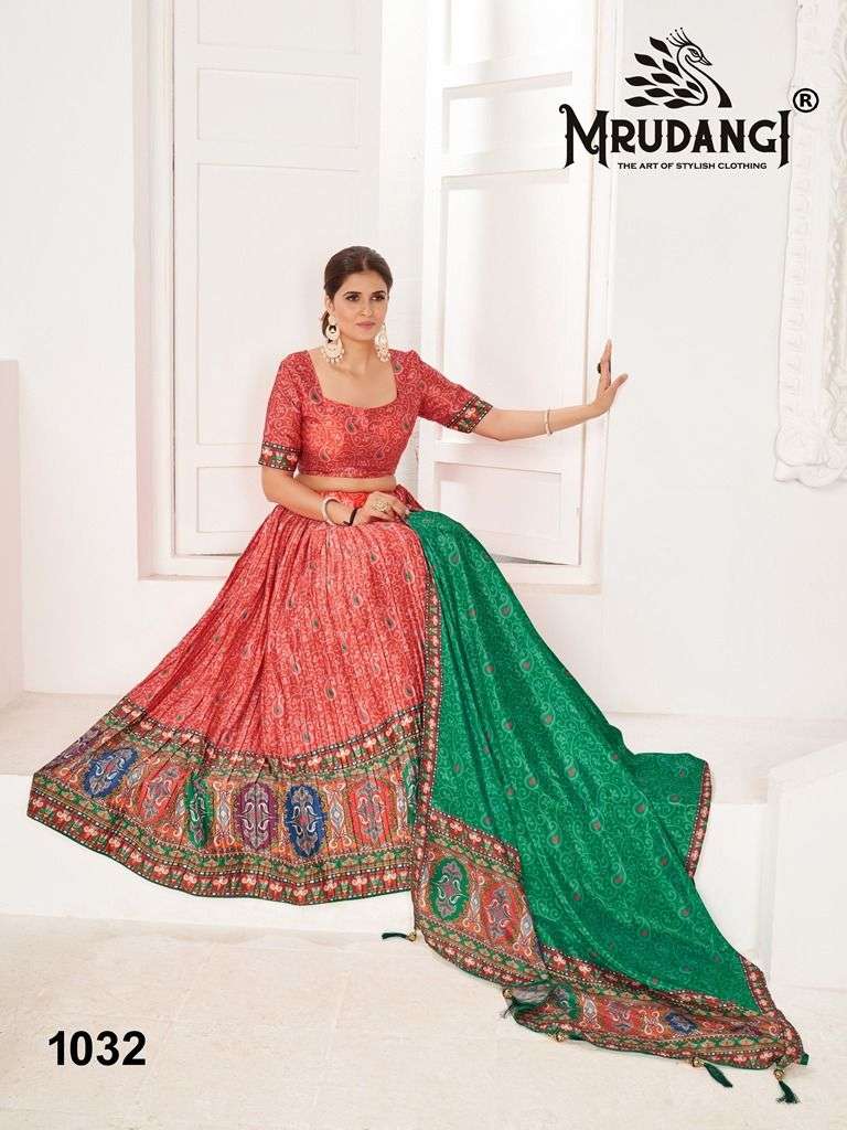 Resham By Mrudangi 1030 To 1033 Series Festive Wear Collection Beautiful Stylish Colorful Fancy Party Wear & Occasional Wear Heavy Satin Lehengas At Wholesale Price