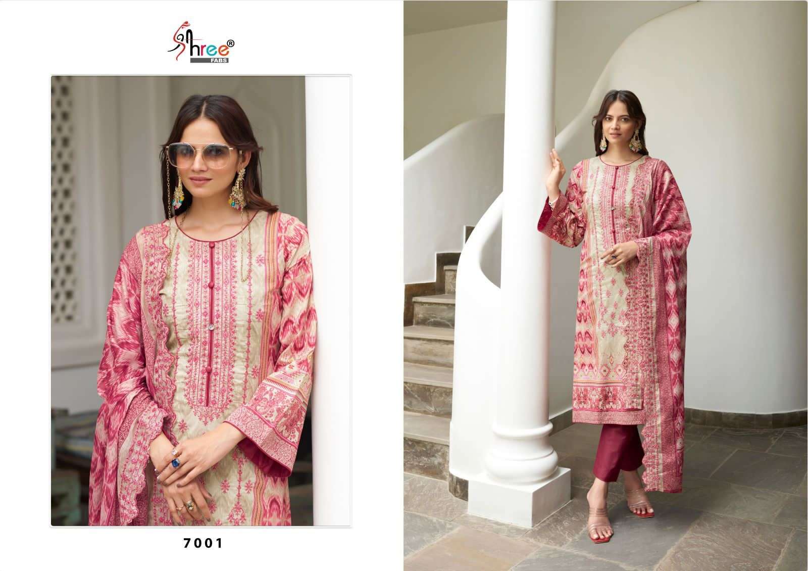 Bin Saeed Lawn Collection Vol-7 By Shree Fabs 7001 To 7006 Series Designer Pakistani Suits Beautiful Fancy Colorful Stylish Party Wear & Occasional Wear Pure Lawn Print With Embroidered Dresses At Wholesale Price