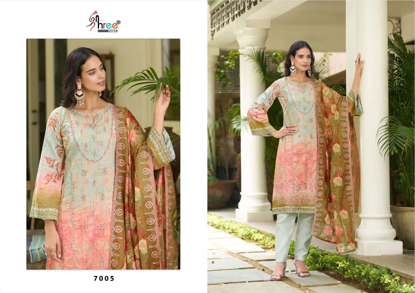 Bin Saeed Lawn Collection Vol-7 By Shree Fabs 7001 To 7006 Series Designer Pakistani Suits Beautiful Fancy Colorful Stylish Party Wear & Occasional Wear Pure Lawn Print With Embroidered Dresses At Wholesale Price