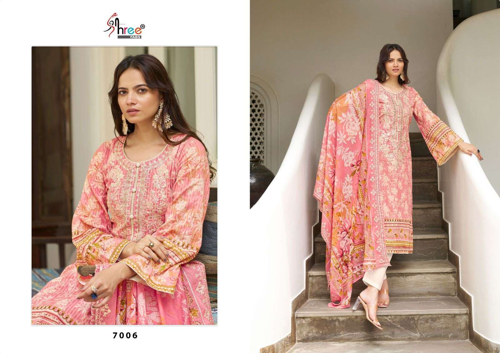 Bin Saeed Lawn Collection Vol-7 By Shree Fabs 7001 To 7006 Series Designer Pakistani Suits Beautiful Fancy Colorful Stylish Party Wear & Occasional Wear Pure Lawn Print With Embroidered Dresses At Wholesale Price