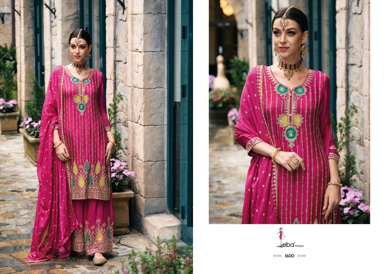 Alka By Eba Lifestyle 1600 To 1603 Series Designer Sharara Suits Beautiful Fancy Colorful Stylish Party Wear & Occasional Wear Heavy Chinnon Dresses At Wholesale Price