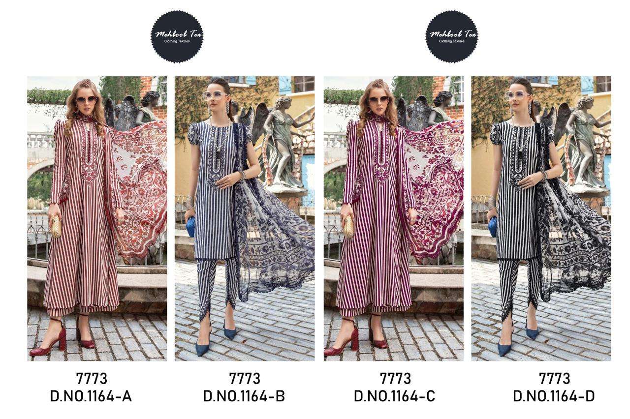 Mehboob Tex Hit Design 1164 Colours By Mehboob Tex 1164-A To 1164-D Series Designer Pakistani Suits Beautiful Fancy Colorful Stylish Party Wear & Occasional Wear Pure Cotton Print With Embroidered Dresses At Wholesale Price
