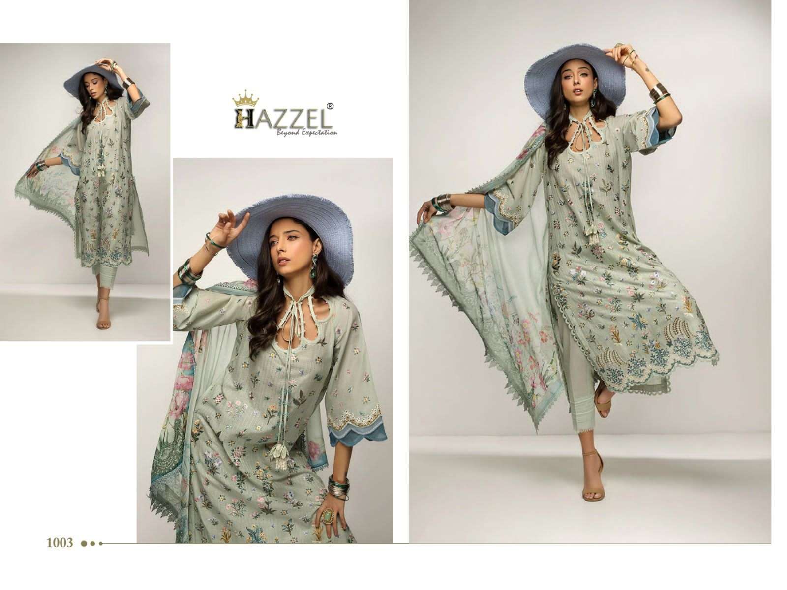 Sobia Nazir Vol-1 By Hazzel 1001 To 1003 Series Pakistani Suits Beautiful Fancy Colorful Stylish Party Wear & Occasional Wear Pure Cotton With Embroidery Dresses At Wholesale Price