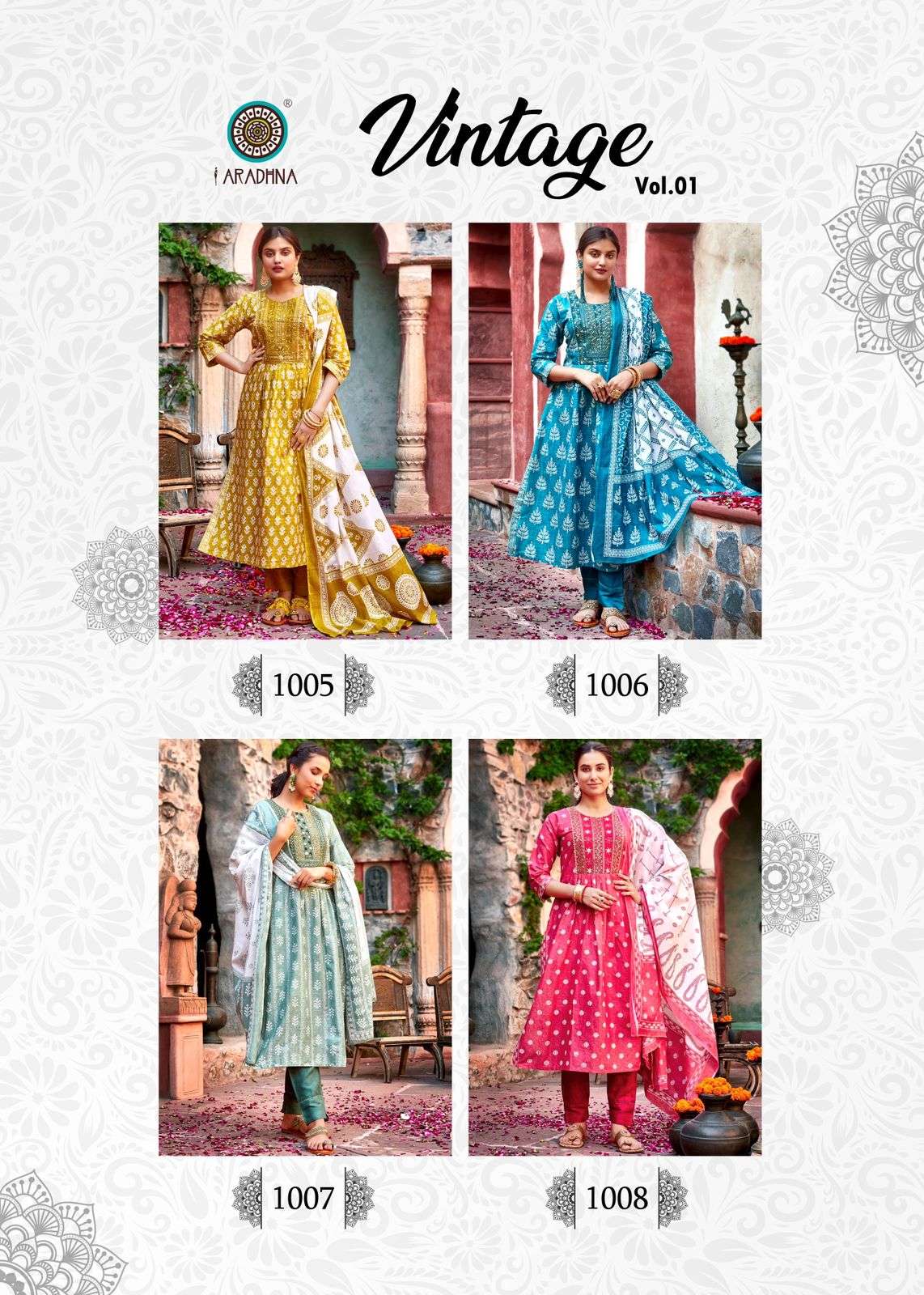 Vintage Vol-1 By Aradhna Fashion 1001 To 1008 Series Designer Festive Suits Collection Beautiful Stylish Fancy Colorful Party Wear & Occasional Wear Cotton Print Dresses At Wholesale Price