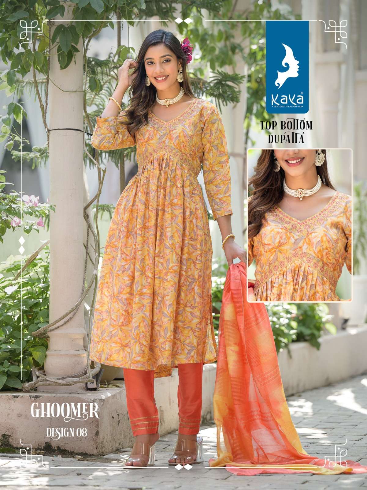 Ghoomer By Kaya 01 To 08 Series Designer Festive Suits Beautiful Fancy Colorful Stylish Party Wear & Occasional Wear Pure Chanderi Print Dresses At Wholesale Price