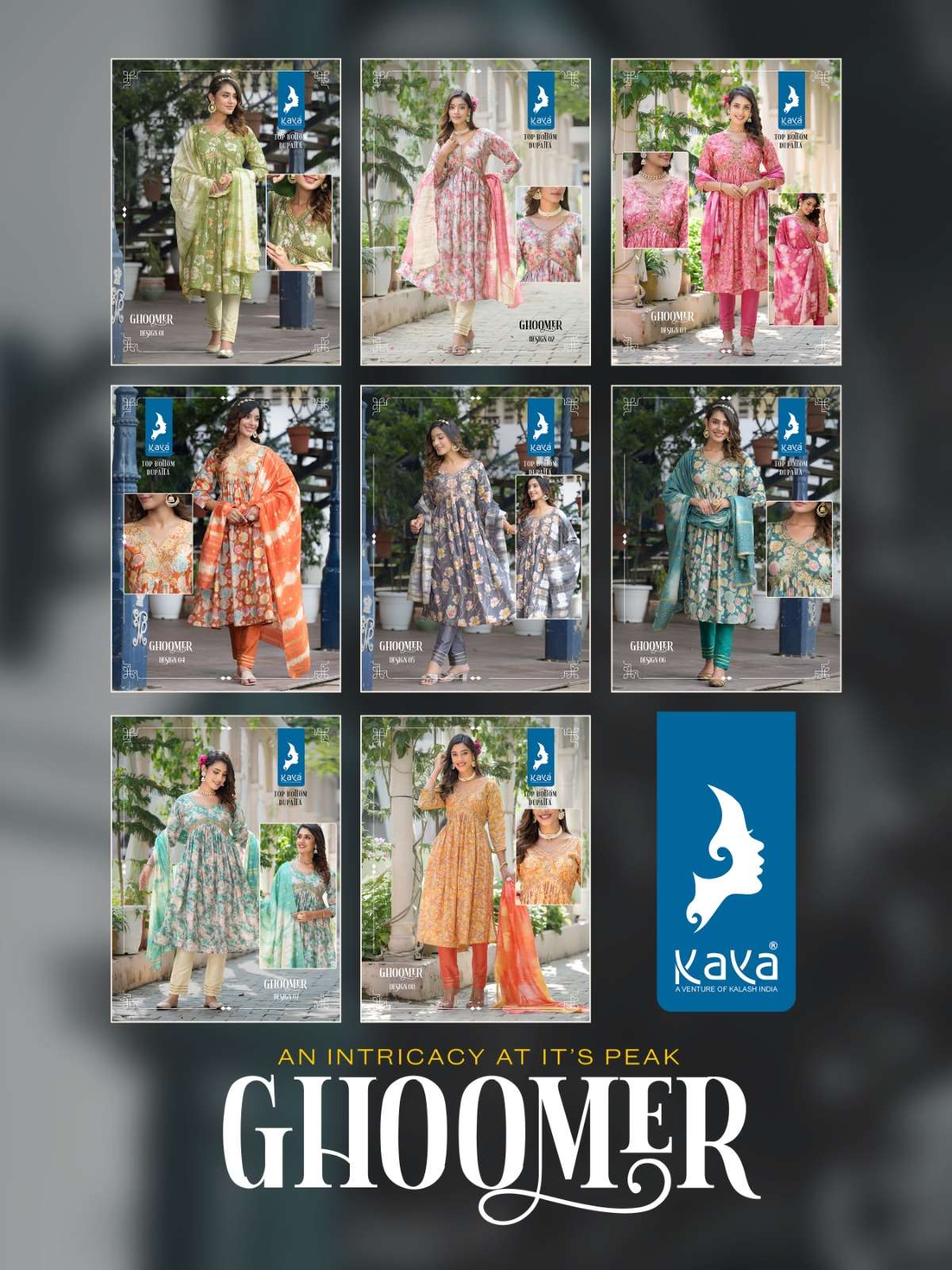 Ghoomer By Kaya 01 To 08 Series Designer Festive Suits Beautiful Fancy Colorful Stylish Party Wear & Occasional Wear Pure Chanderi Print Dresses At Wholesale Price