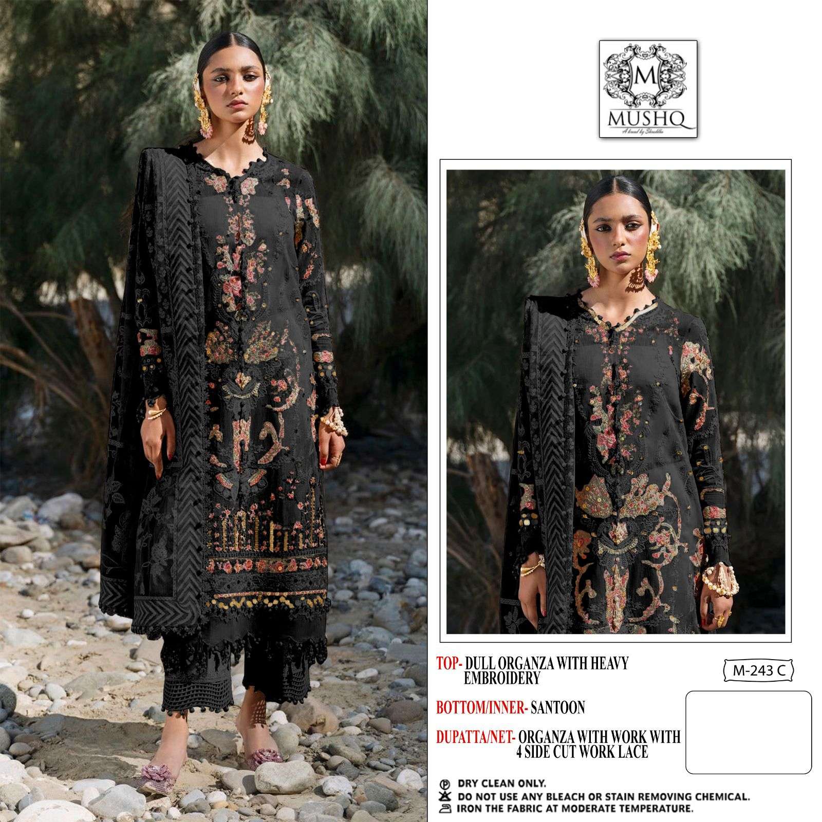 Mushq Hit Design 243 Colours By Mushq 243-A To 243-C Series Beautiful Winter Collection Pakistani Suits Stylish Fancy Colorful Casual Wear & Ethnic Wear Heavy Faux Georgette With Embroidery Dresses At Wholesale Price