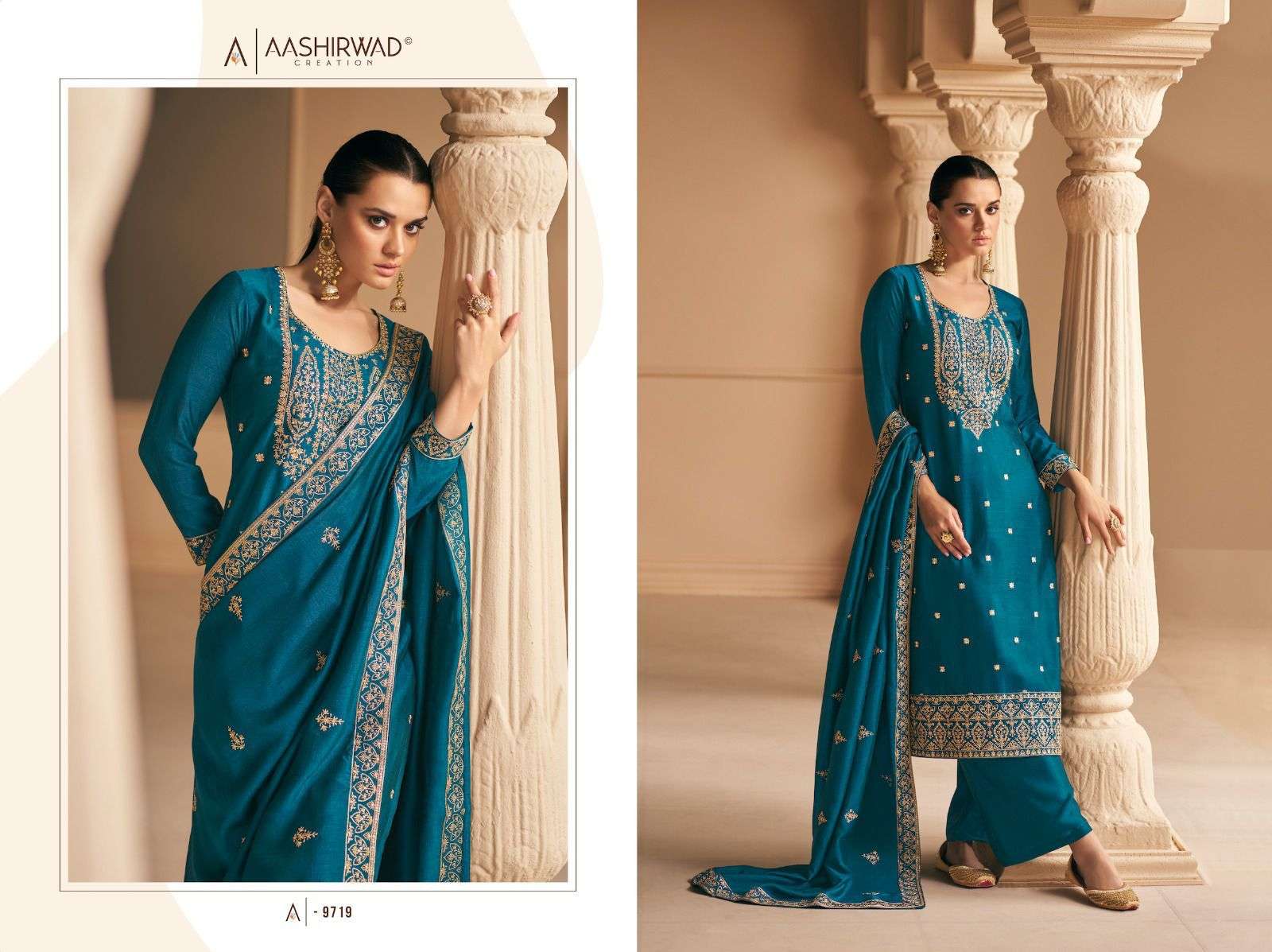 Geetika By Aashirwad Creation 9719 To 9722 Series Designer Festive Festive Suits Collection Beautiful Stylish Fancy Colorful Party Wear & Occasional Wear Premium Silk Dresses At Wholesale Price