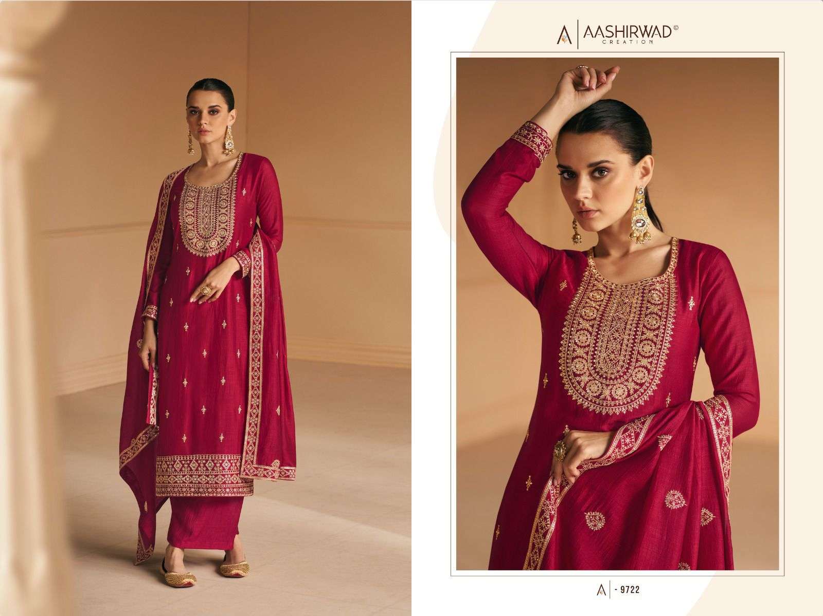 Geetika By Aashirwad Creation 9719 To 9722 Series Designer Festive Festive Suits Collection Beautiful Stylish Fancy Colorful Party Wear & Occasional Wear Premium Silk Dresses At Wholesale Price