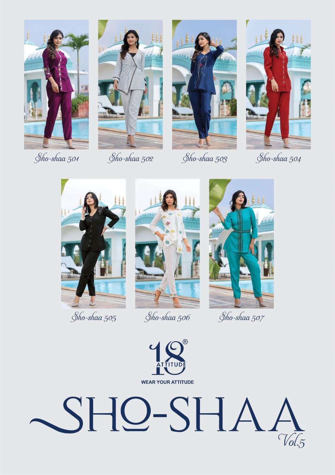 Sho-Shaa Vol-5 By 18 Attitude 501 To 507 Series Designer Stylish Fancy Colorful Beautiful Party Wear & Ethnic Wear Collection Heavy Viscose Tops With Bottom At Wholesale Price