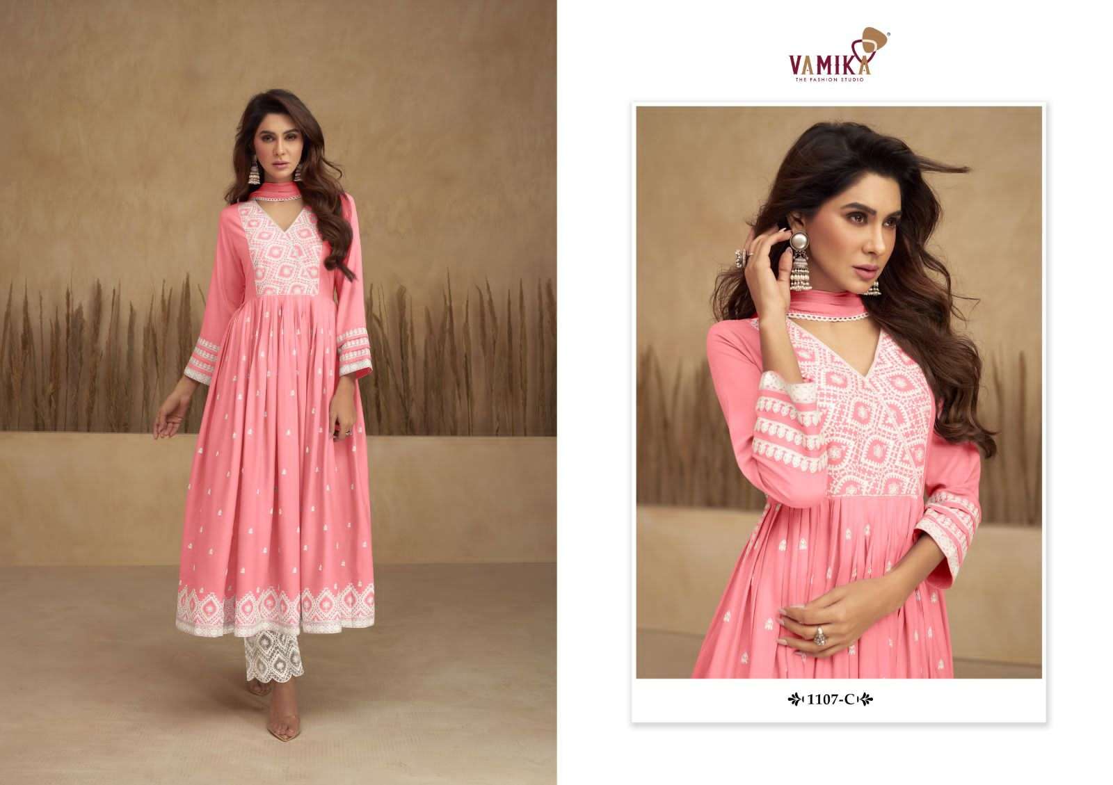 Aadhira Vol-5 By Vamika 1107-A To 1107-E Series Beautiful Sharara Suits Colorful Stylish Fancy Casual Wear & Ethnic Wear Pure Viscose Rayon Embroidery Dresses At Wholesale Price
