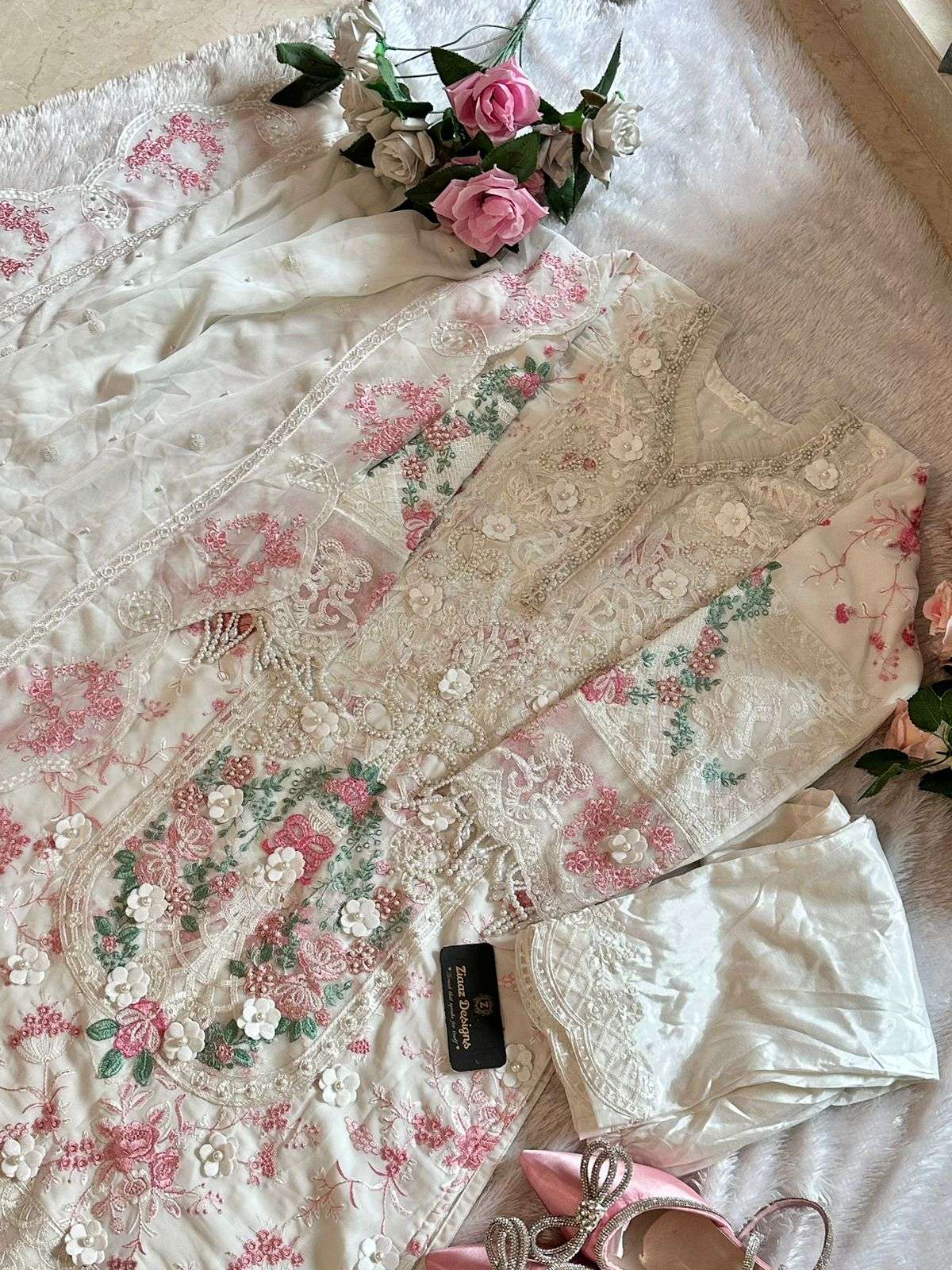 Ziaaz Designs Hit Design 327 By Ziaaz Designs Beautiful Pakistani Suits Colorful Stylish Fancy Casual Wear & Ethnic Wear Georgette Embroidery Dresses At Wholesale Price
