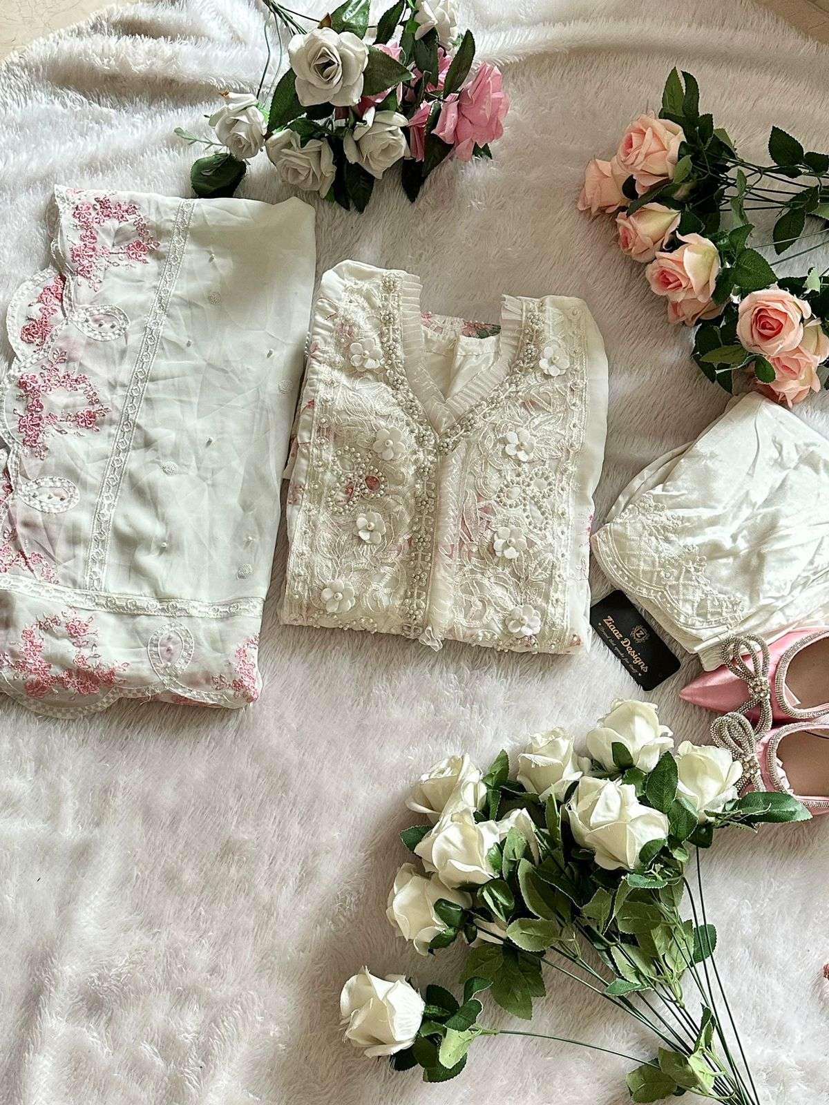 Ziaaz Designs Hit Design 327 By Ziaaz Designs Beautiful Pakistani Suits Colorful Stylish Fancy Casual Wear & Ethnic Wear Georgette Embroidery Dresses At Wholesale Price