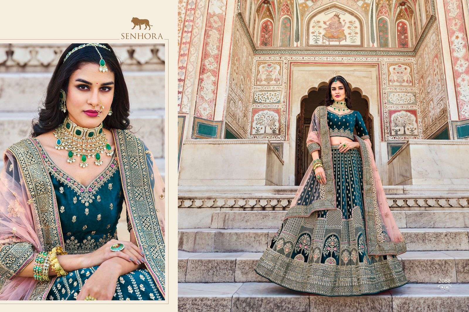 Bridal Look By Senhora Dresses 2087 To 2090 Series Indian Traditional Beautiful Stylish Designer Banarasi Silk Jacquard Embroidered Party Wear Heavy Velvet Lehengas At Wholesale Price