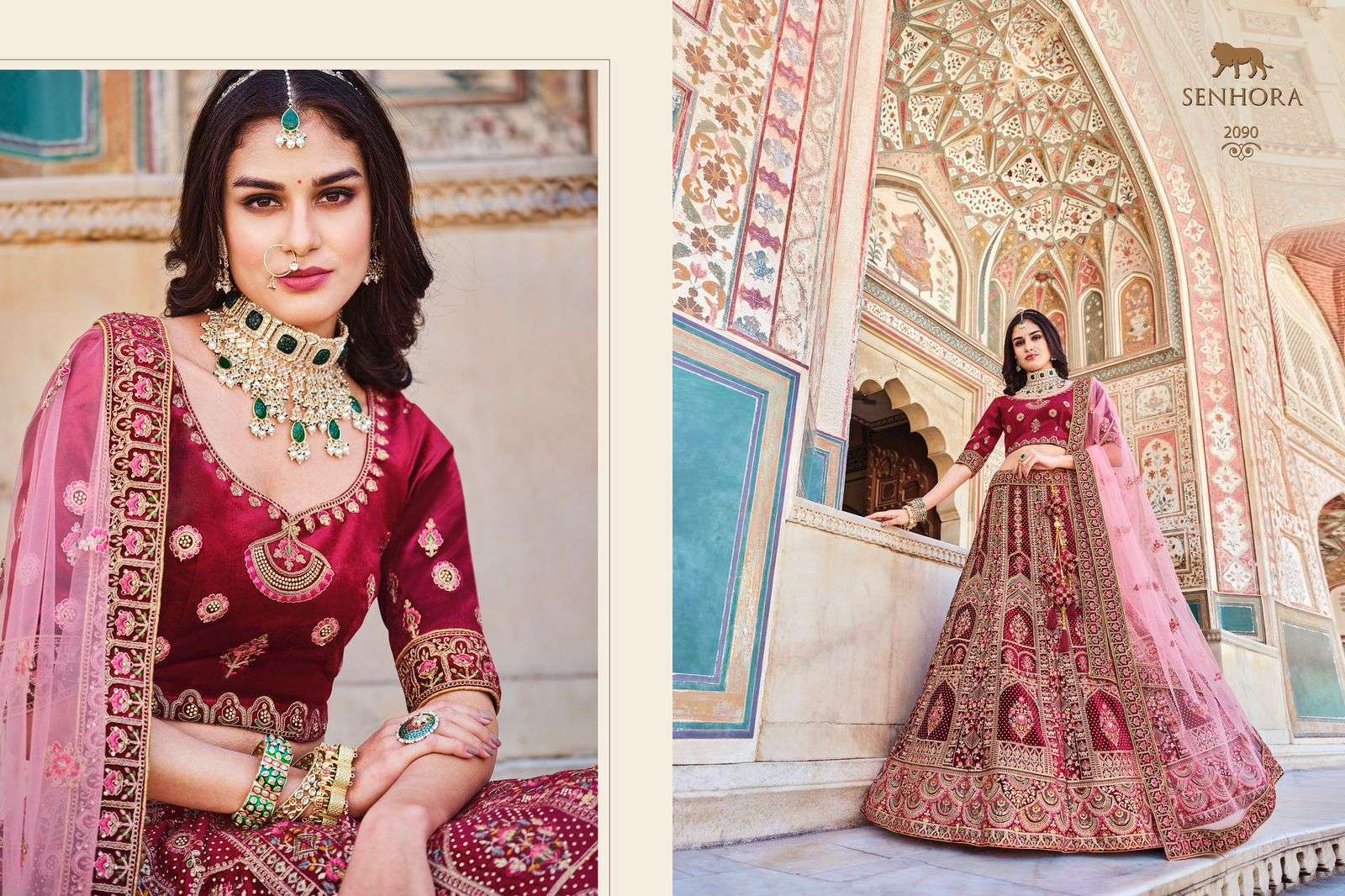 Bridal Look By Senhora Dresses 2087 To 2090 Series Indian Traditional Beautiful Stylish Designer Banarasi Silk Jacquard Embroidered Party Wear Heavy Velvet Lehengas At Wholesale Price