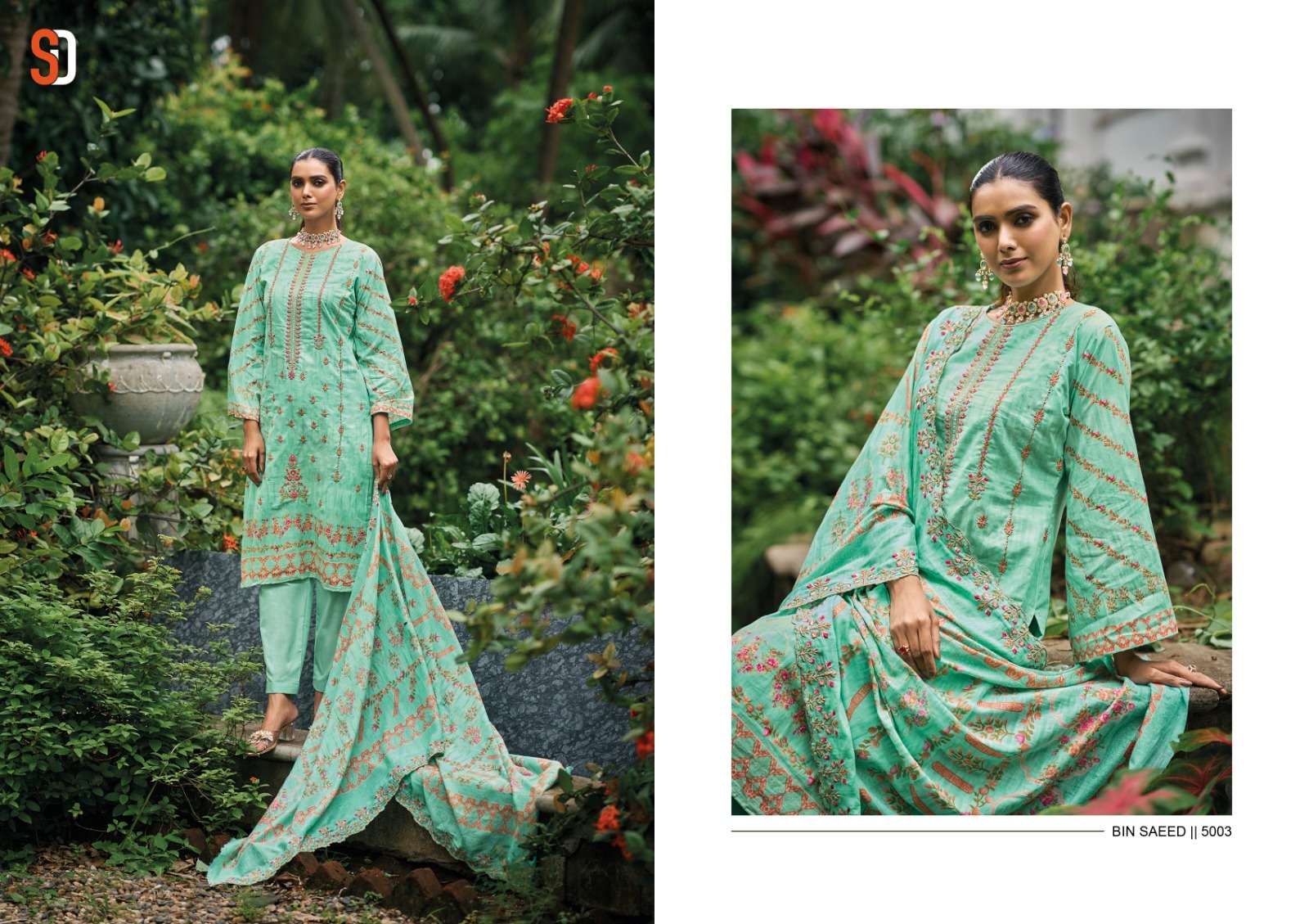 Bin Saeed Lawn Collection Vol-5 By Shraddha Designer 50001 To 50004 Series Designer Pakistani Suits Beautiful Fancy Stylish Colorful Party Wear & Occasional Wear Pure Cotton Print With Embroidery Dresses At Wholesale Price