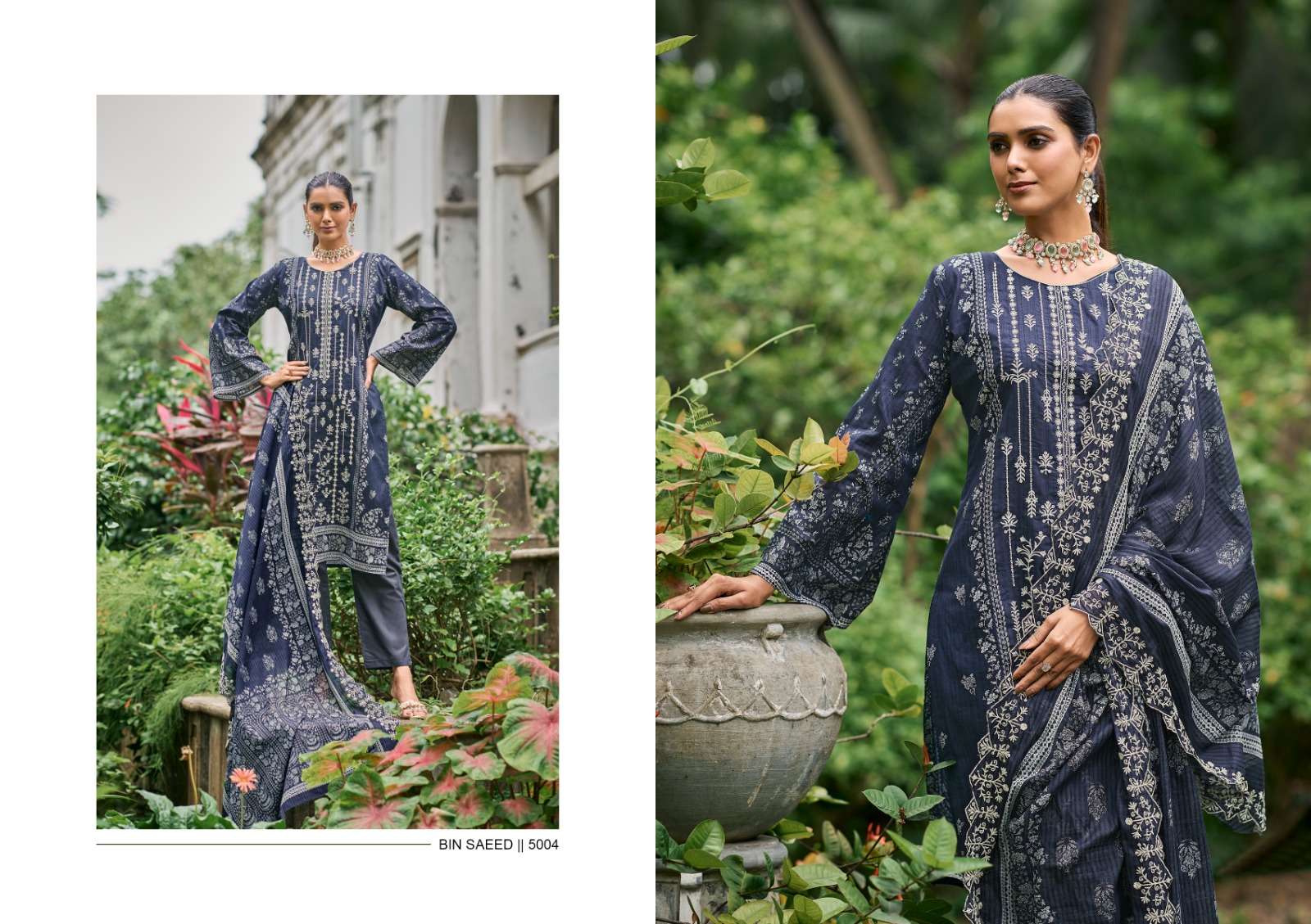 Bin Saeed Lawn Collection Vol-5 By Shraddha Designer 50001 To 50004 Series Designer Pakistani Suits Beautiful Fancy Stylish Colorful Party Wear & Occasional Wear Pure Cotton Print With Embroidery Dresses At Wholesale Price