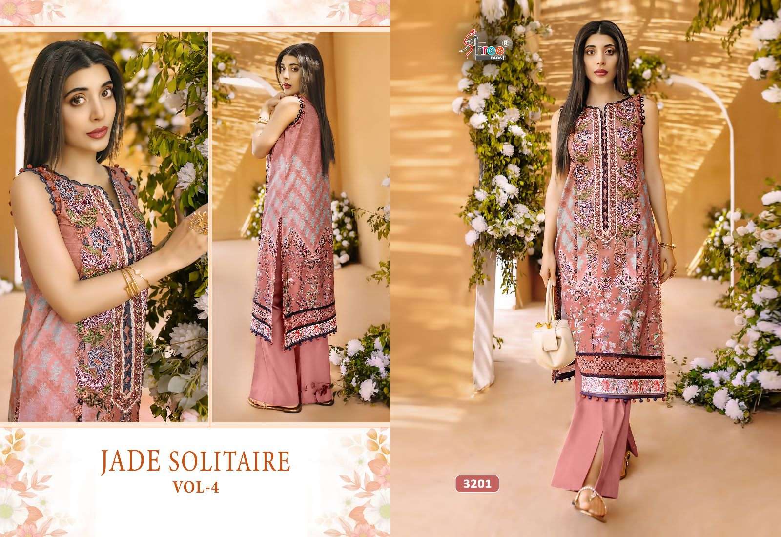 Jade Solitaire Vol-4 By Shree Fabs 3201 To 3207 Series Beautiful Pakistani Suits Colorful Stylish Fancy Casual Wear & Ethnic Wear Pure Cotton Embroidered Dresses At Wholesale Price
