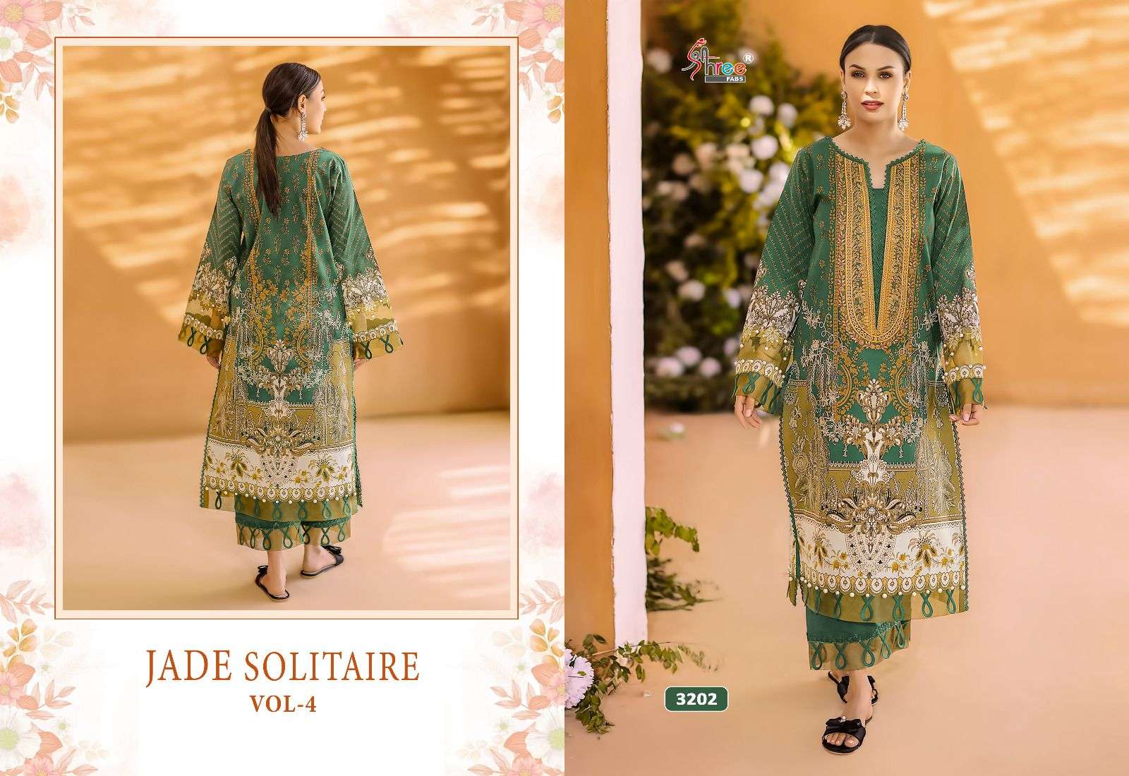 Jade Solitaire Vol-4 By Shree Fabs 3201 To 3207 Series Beautiful Pakistani Suits Colorful Stylish Fancy Casual Wear & Ethnic Wear Pure Cotton Embroidered Dresses At Wholesale Price