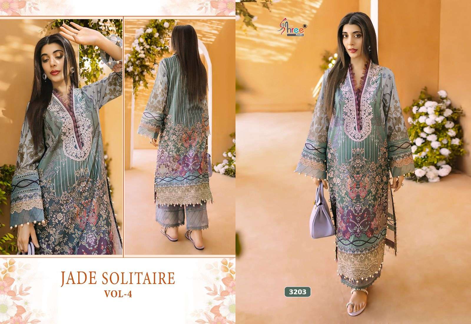 Jade Solitaire Vol-4 By Shree Fabs 3201 To 3207 Series Beautiful Pakistani Suits Colorful Stylish Fancy Casual Wear & Ethnic Wear Pure Cotton Embroidered Dresses At Wholesale Price
