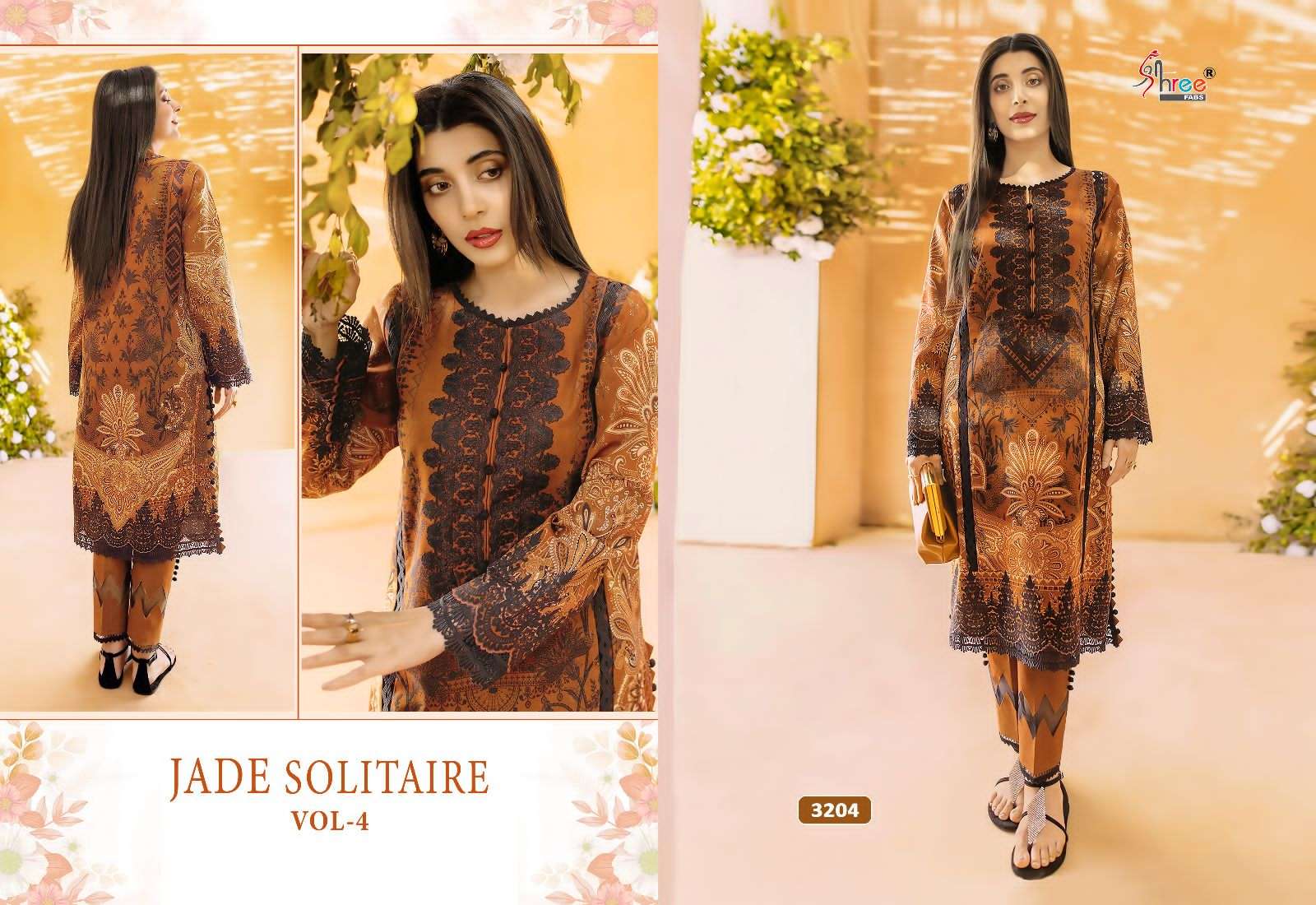 Jade Solitaire Vol-4 By Shree Fabs 3201 To 3207 Series Beautiful Pakistani Suits Colorful Stylish Fancy Casual Wear & Ethnic Wear Pure Cotton Embroidered Dresses At Wholesale Price