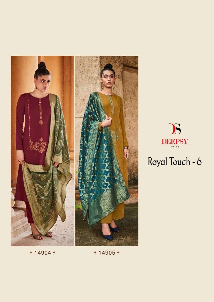 Royal Touch Vol-6 By Deepsy Suits 14901 To 14905 Series Beautiful Festive Suits Stylish Fancy Colorful Party Wear & Occasional Wear Viscose Pashmina With Embroidery Dresses At Wholesale Price