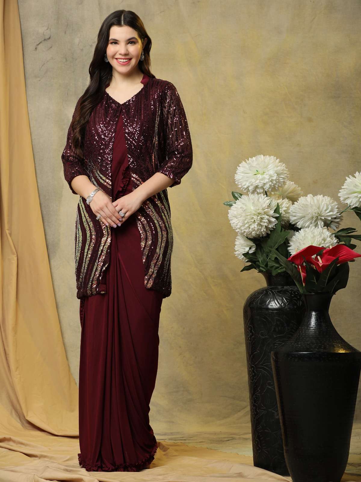 10521 By Amoha Trendz 10521-A To 10521-D Series Indian Traditional Wear Collection Beautiful Stylish Fancy Colorful Party Wear & Occasional Wear Imported Sarees With Jacket At Wholesale Price