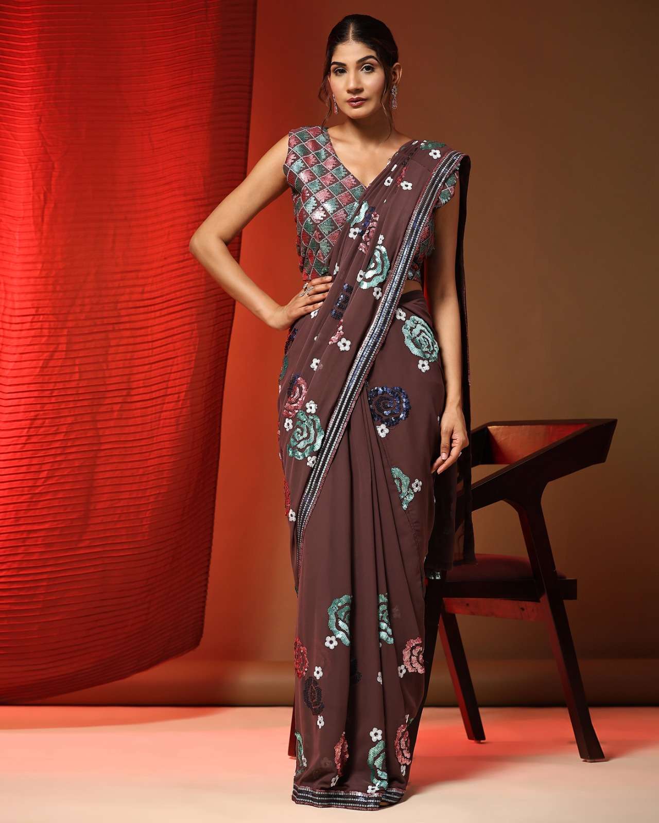 249 By Amoha Trendz 249-A To 249-B Series Indian Traditional Wear Collection Beautiful Stylish Fancy Colorful Party Wear & Occasional Wear Pure Georgette Sarees At Wholesale Price