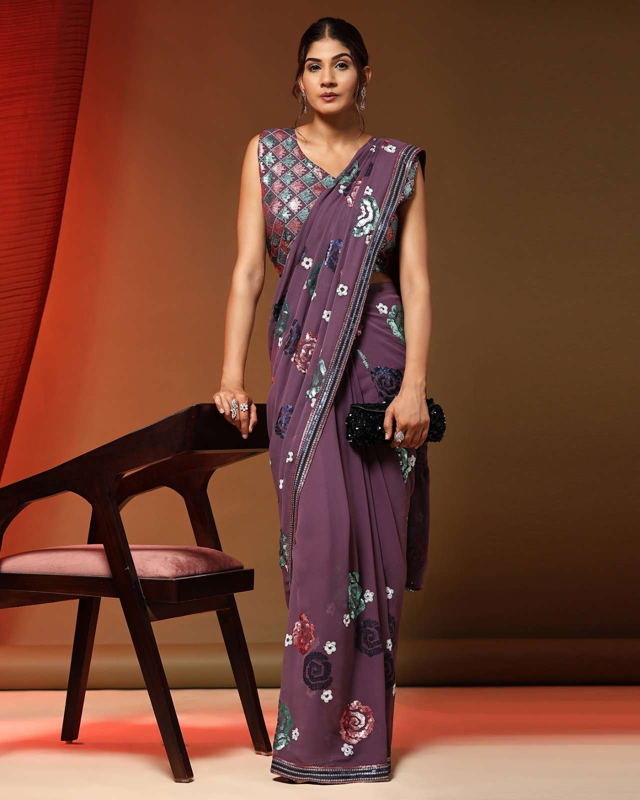 249 By Amoha Trendz 249-A To 249-B Series Indian Traditional Wear Collection Beautiful Stylish Fancy Colorful Party Wear & Occasional Wear Pure Georgette Sarees At Wholesale Price