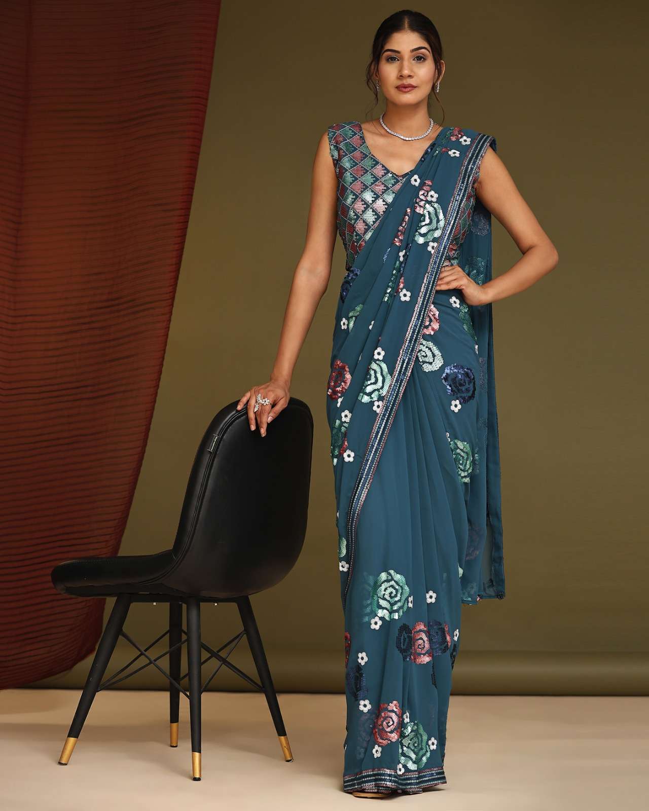 249 By Amoha Trendz 249-A To 249-B Series Indian Traditional Wear Collection Beautiful Stylish Fancy Colorful Party Wear & Occasional Wear Pure Georgette Sarees At Wholesale Price